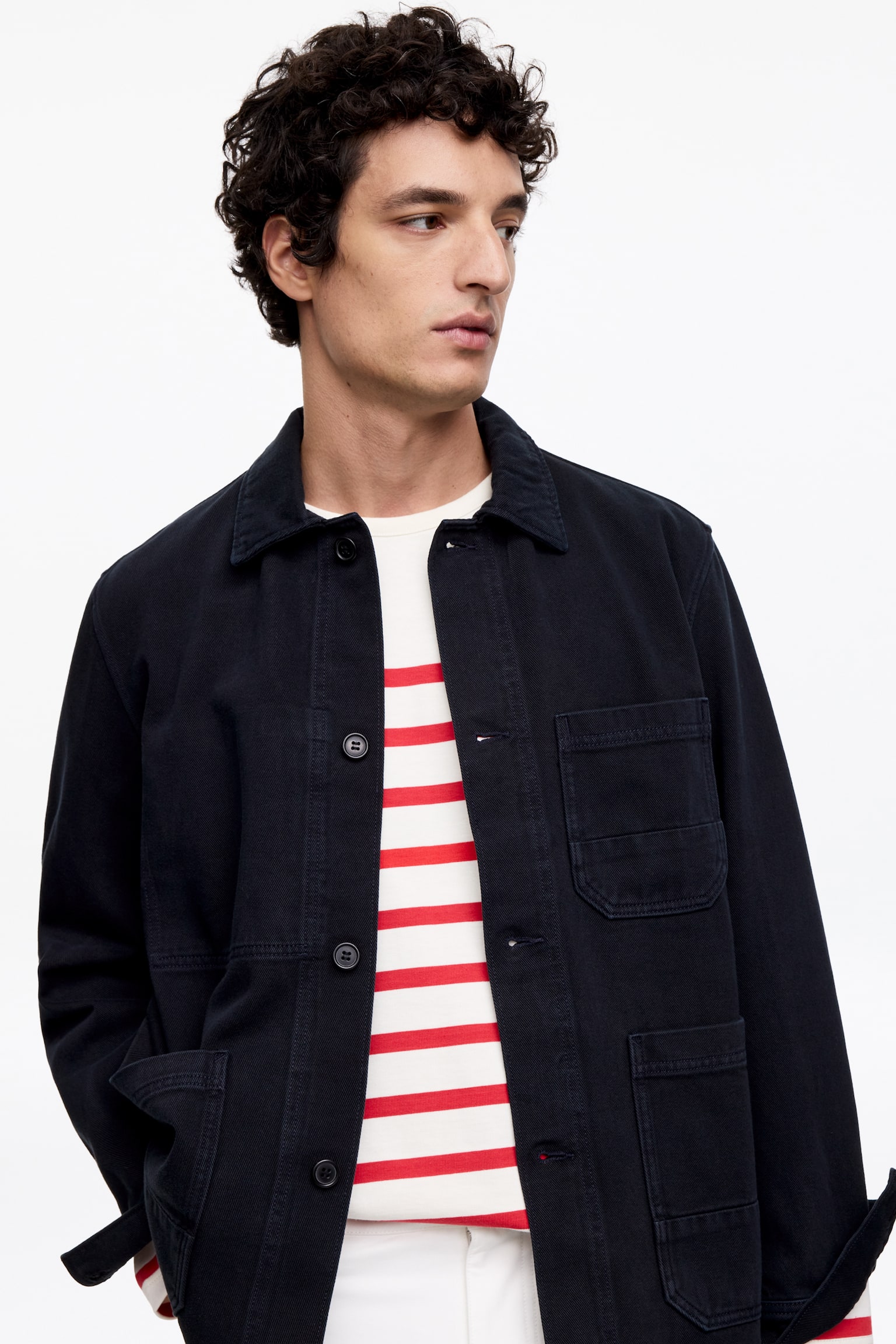Overshirt i bomullstwill - Mörkblå/Grön - 4