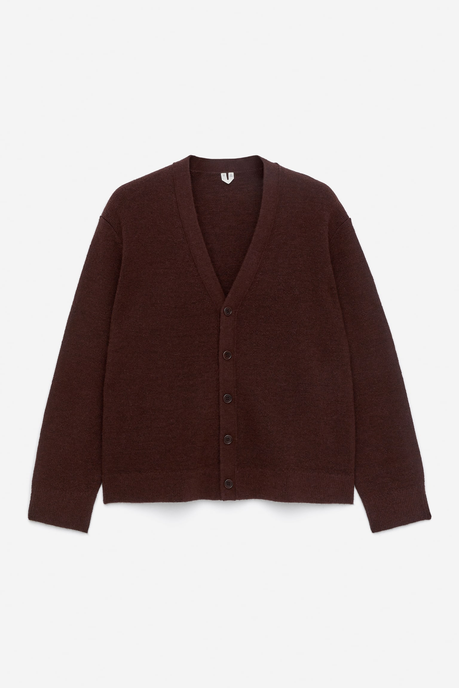Wool Blend Cardigan - Dark Burgundy - 1