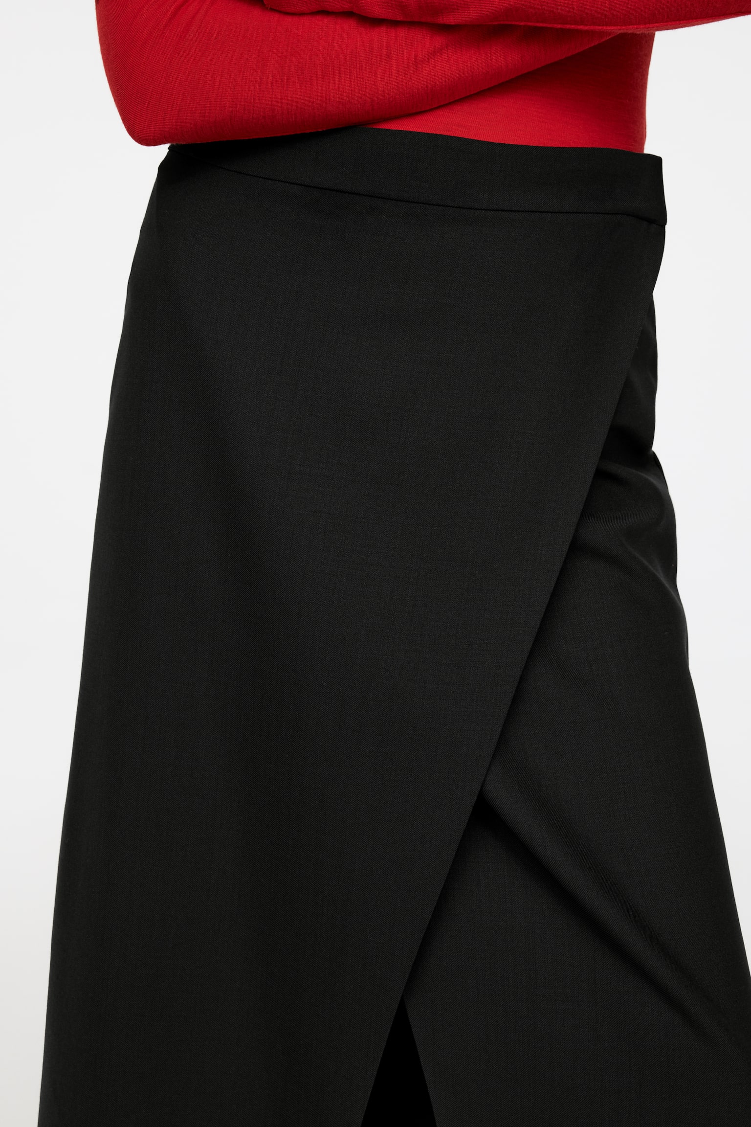 Pencil Wrap Skirt - Black - 5