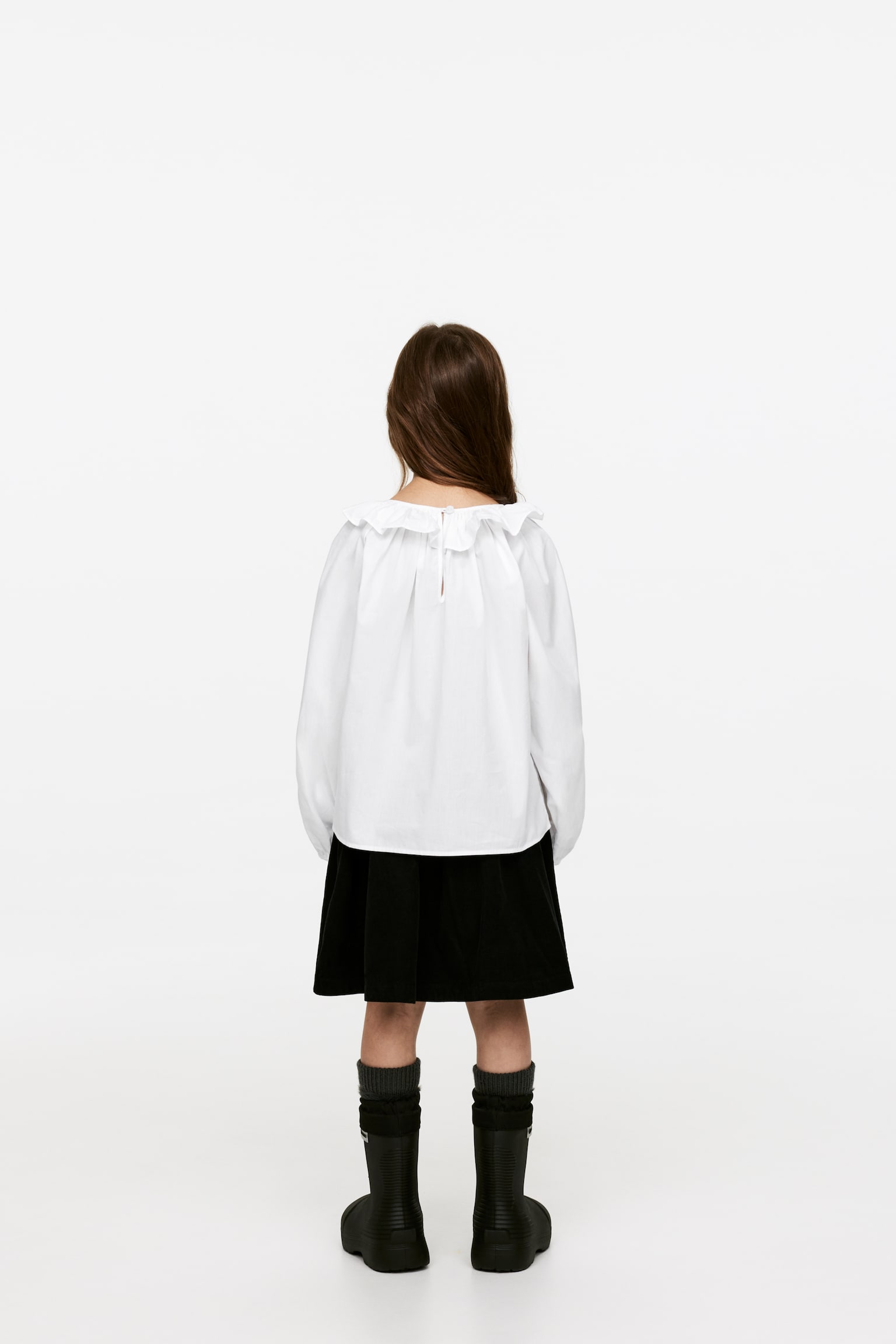 Frill-Collar Blouse - White - 4