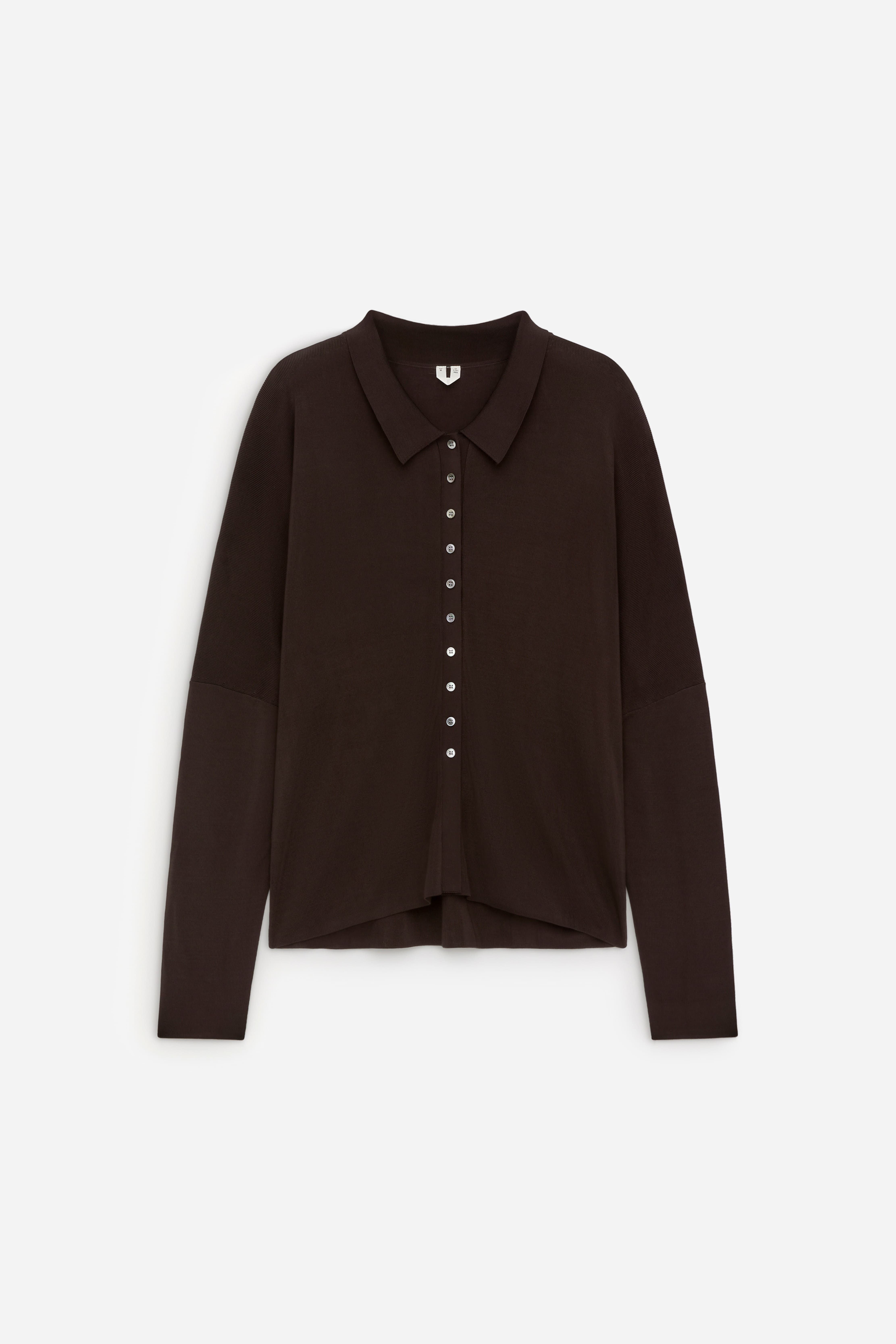 Fijngebreid overhemd - Donkerbruin