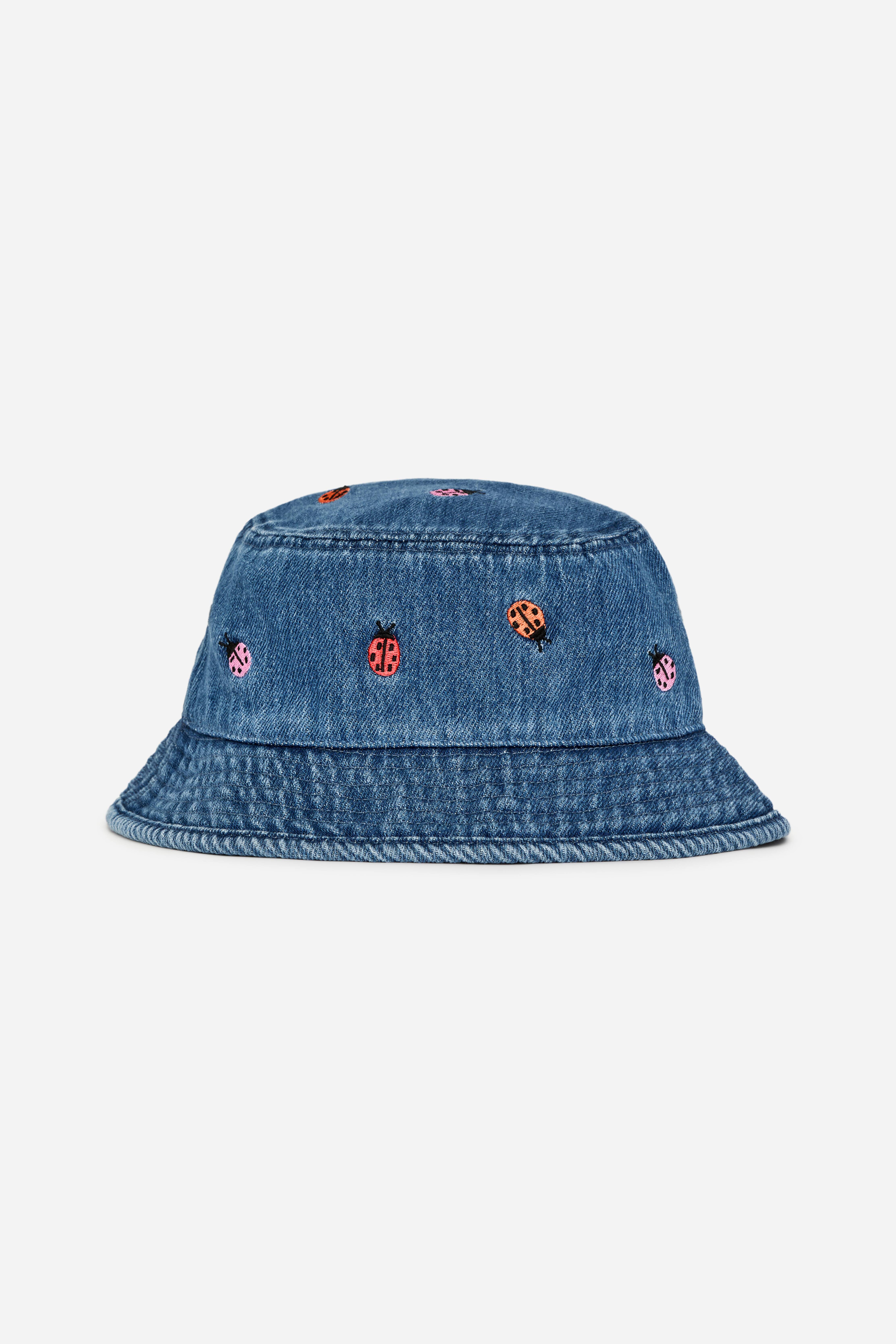 Fischerhut mit Stickerei - Blau