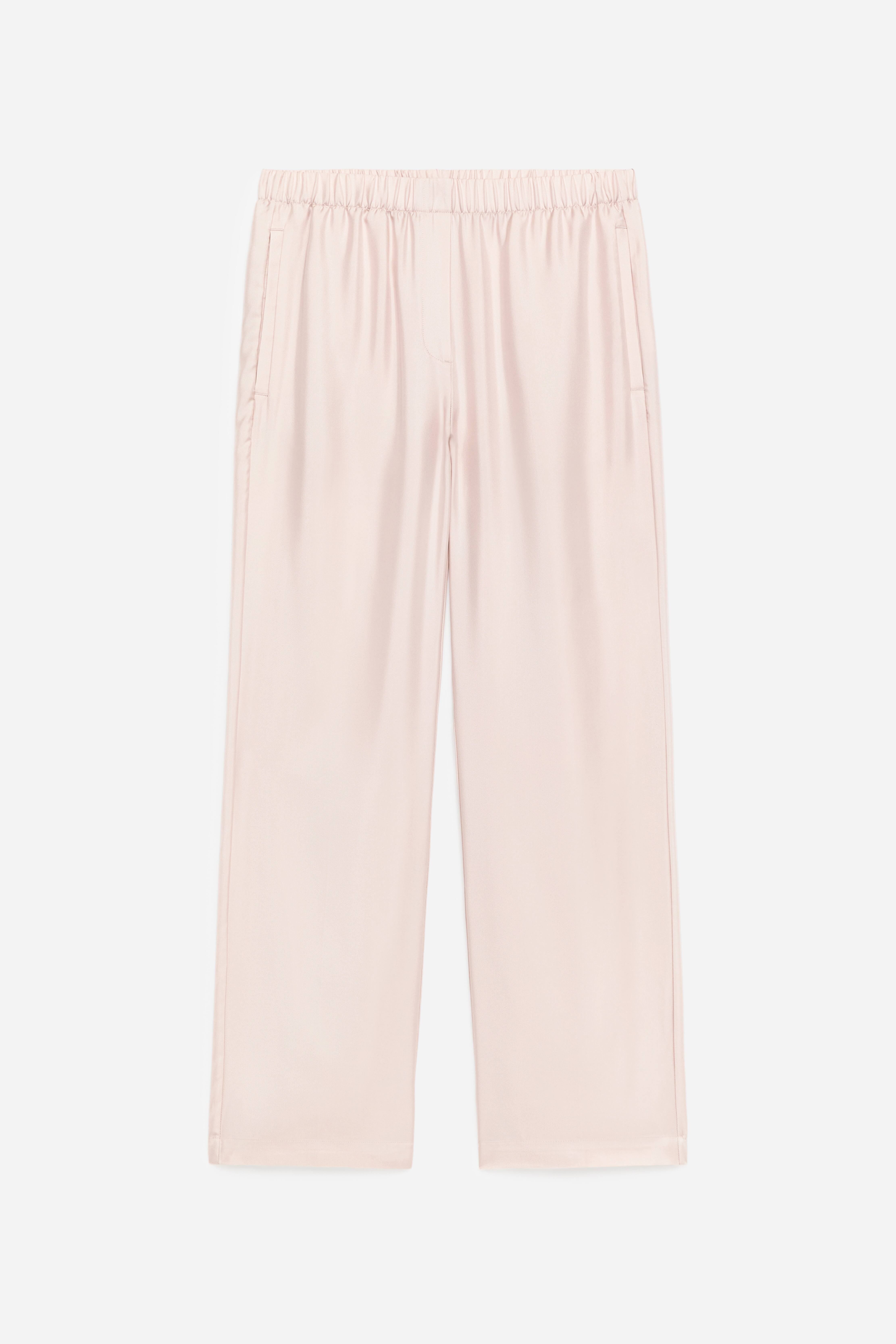 Silkkitvillihousut - Vaalea beige/Tummanruskea