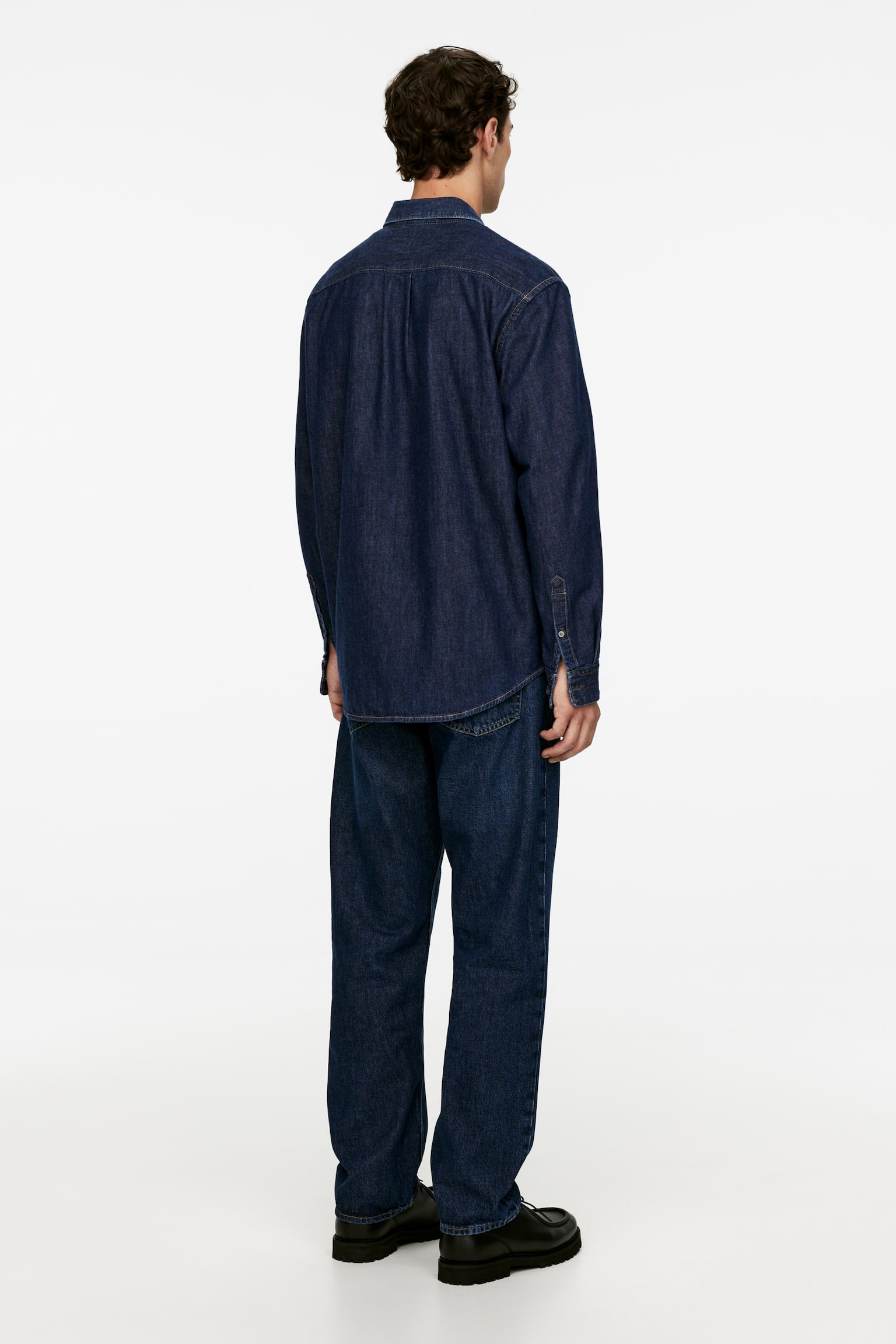 Relaxed Denim Shirt - Dark Blue - 5