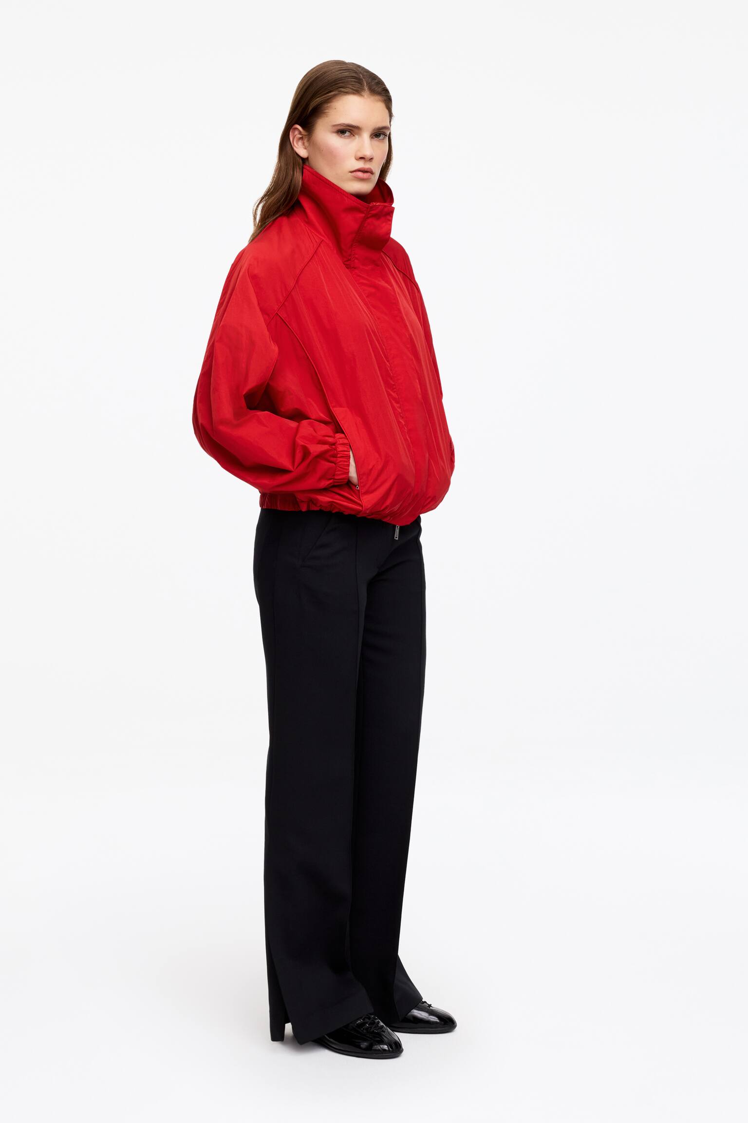 Funnel-Neck Nylon Jacket - Red - 5