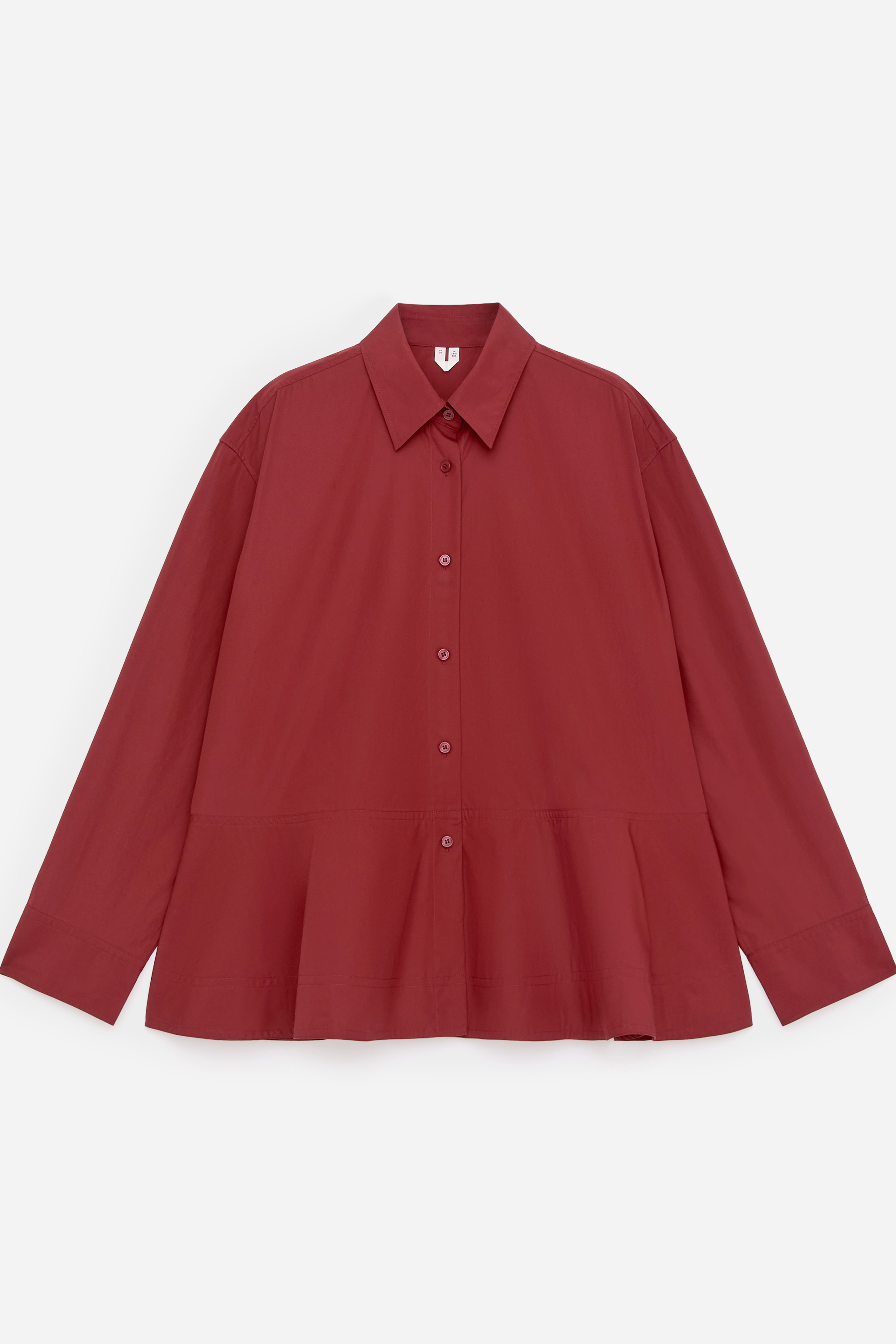 Baumwollbluse mit Schößchen - Dunkelrot/Schwarz