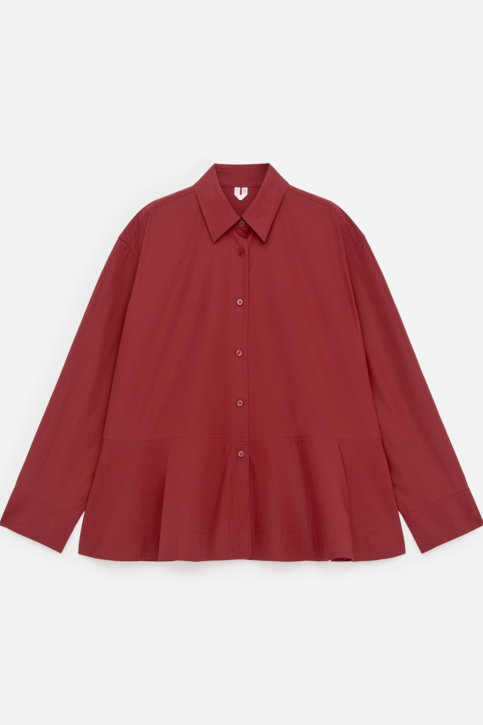 Camicetta in cotone con baschina - Rosso scuro/Nero - 2