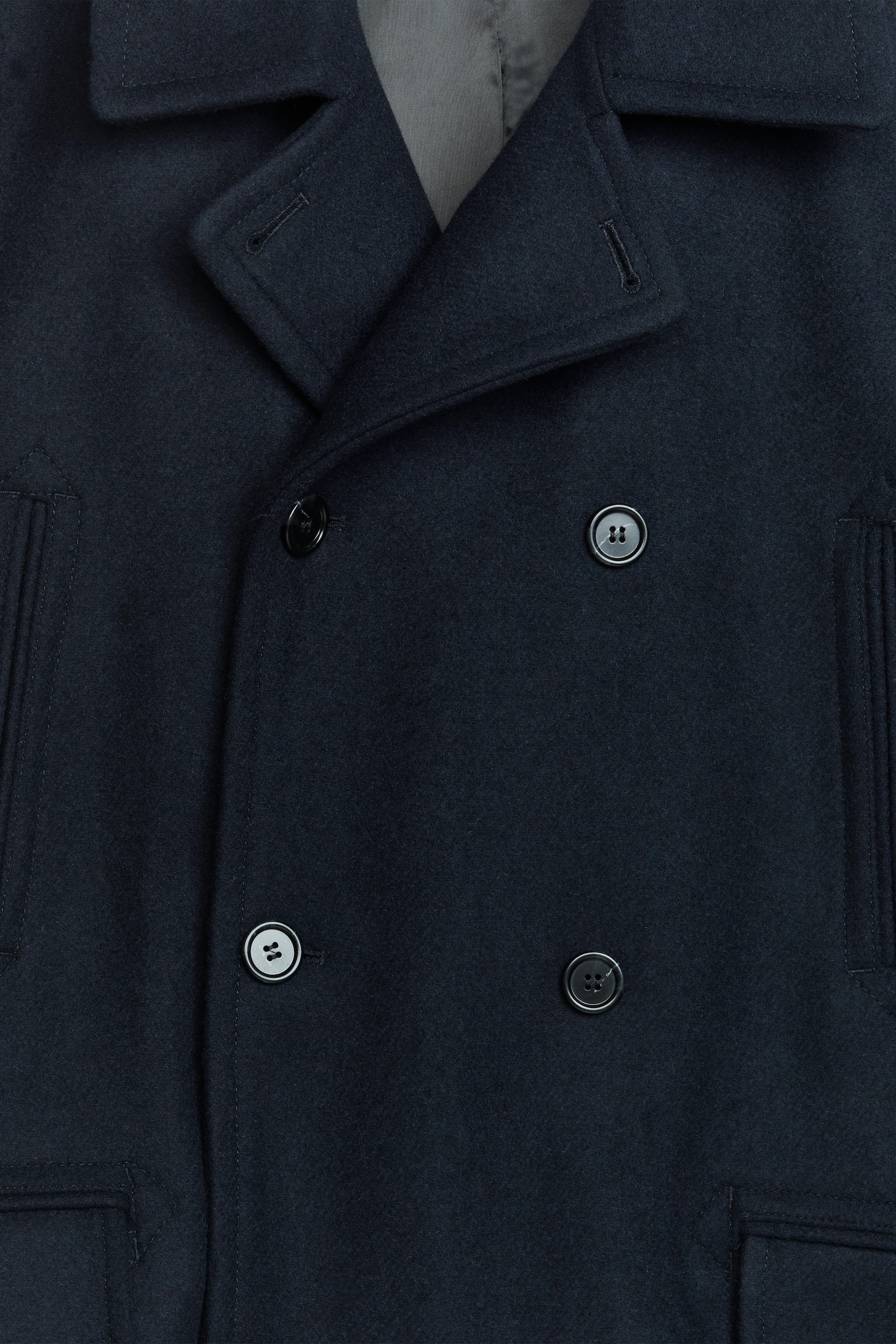 Wool Pea Coat - Dark Blue - 4