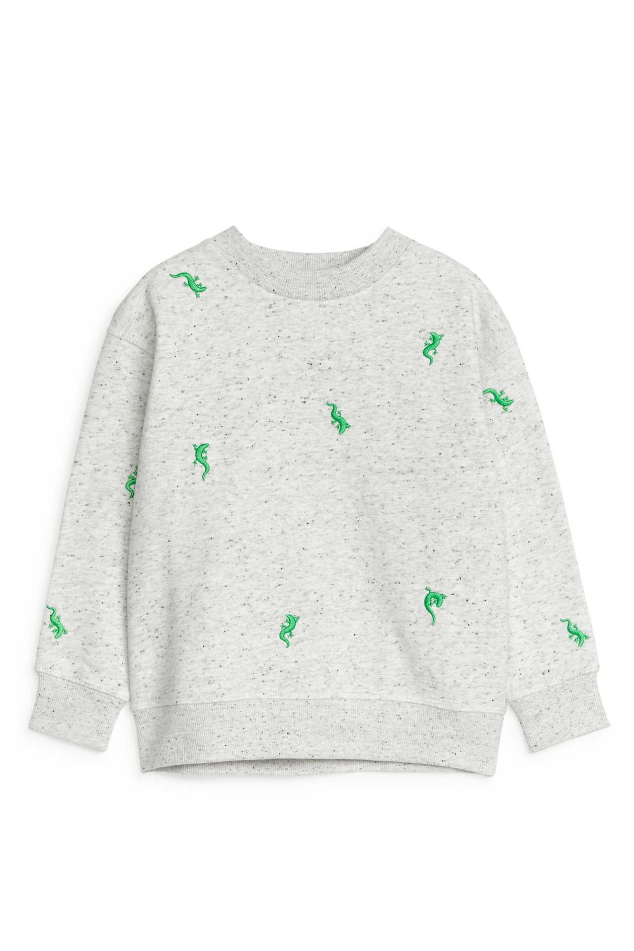 Embroidered Sweatshirt - Round neck - Long sleeve - Grey/Neps - Kids ...