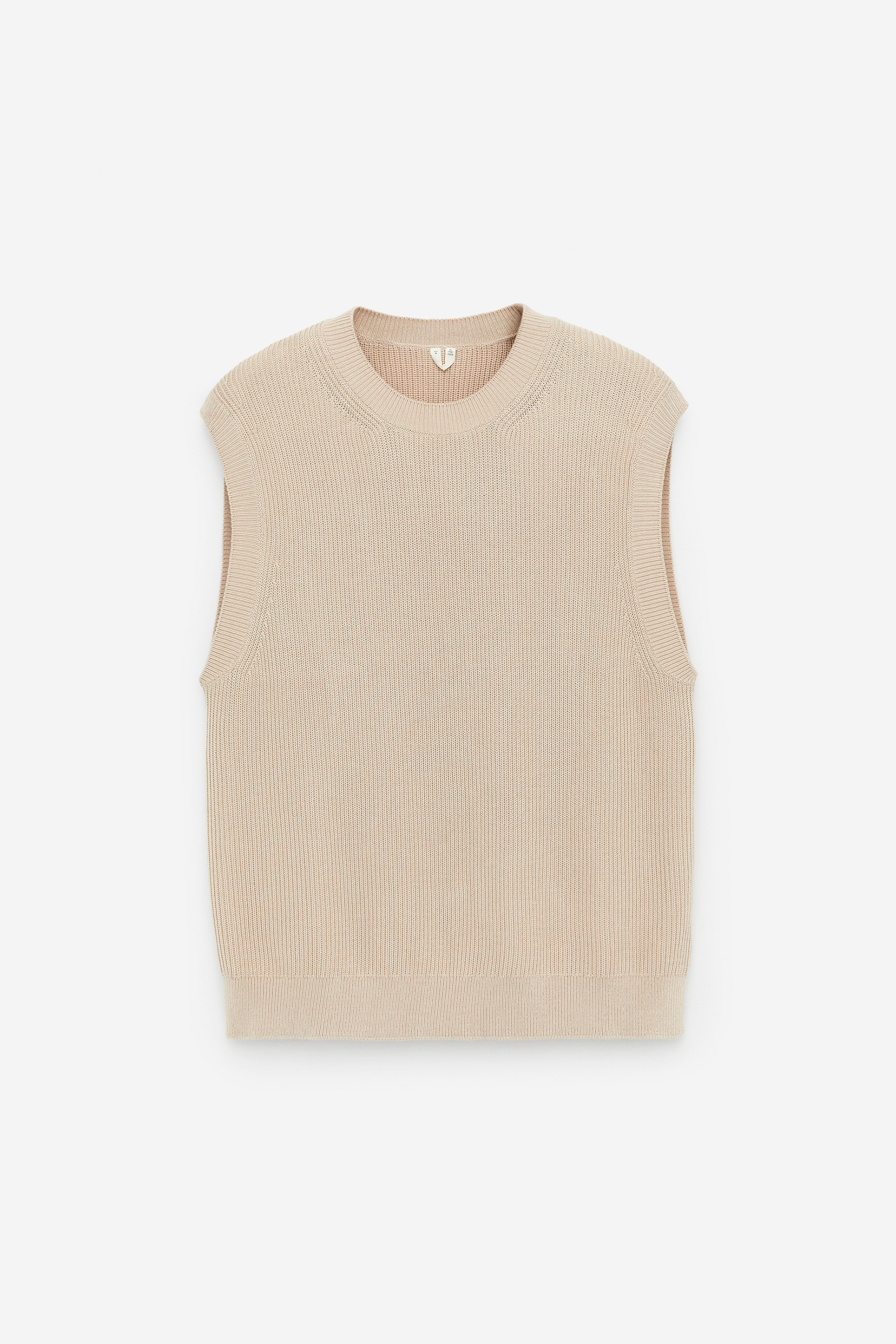 Mouwloze katoenen trui - Beige