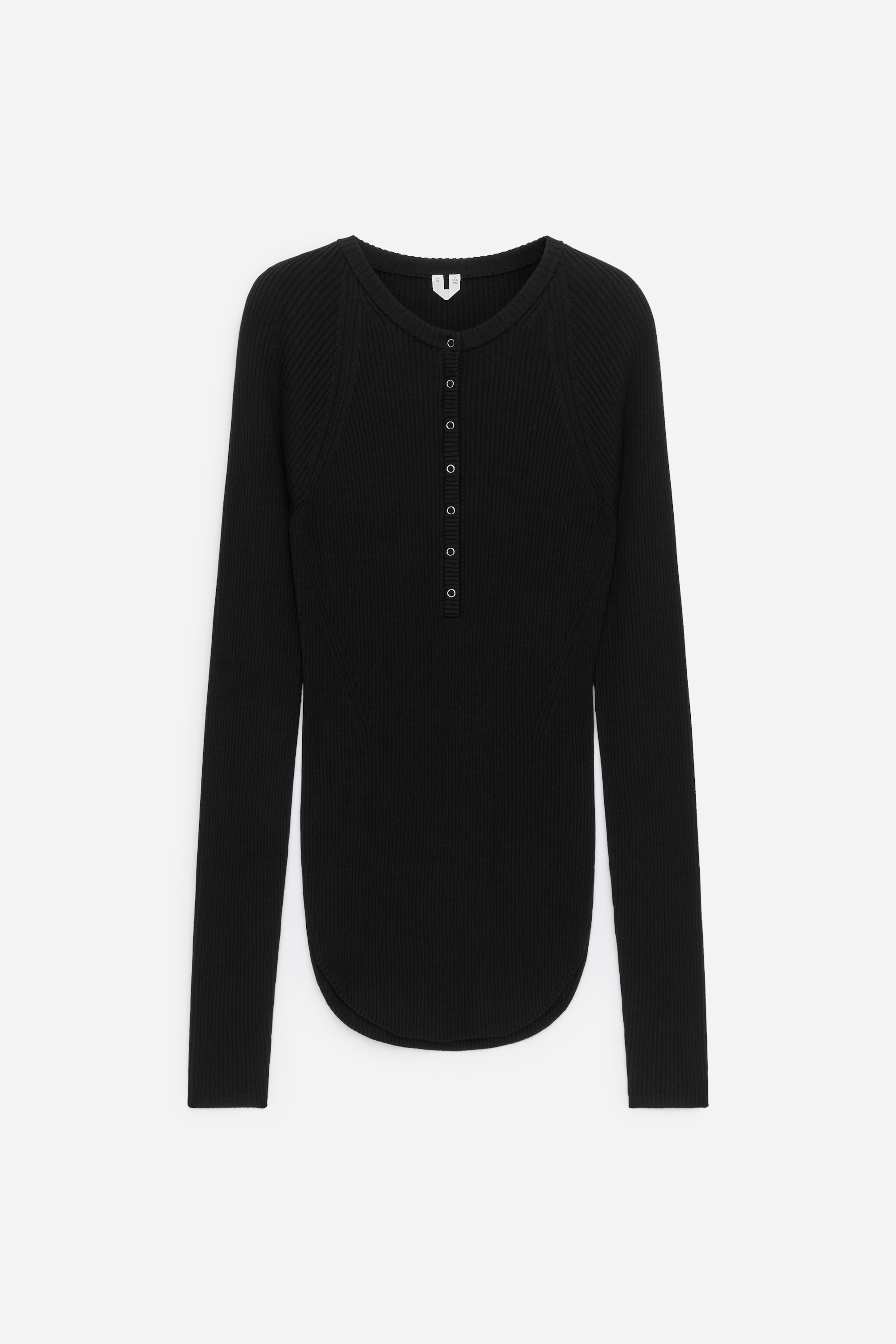 Geribbelde top van een wolmix - Zwart