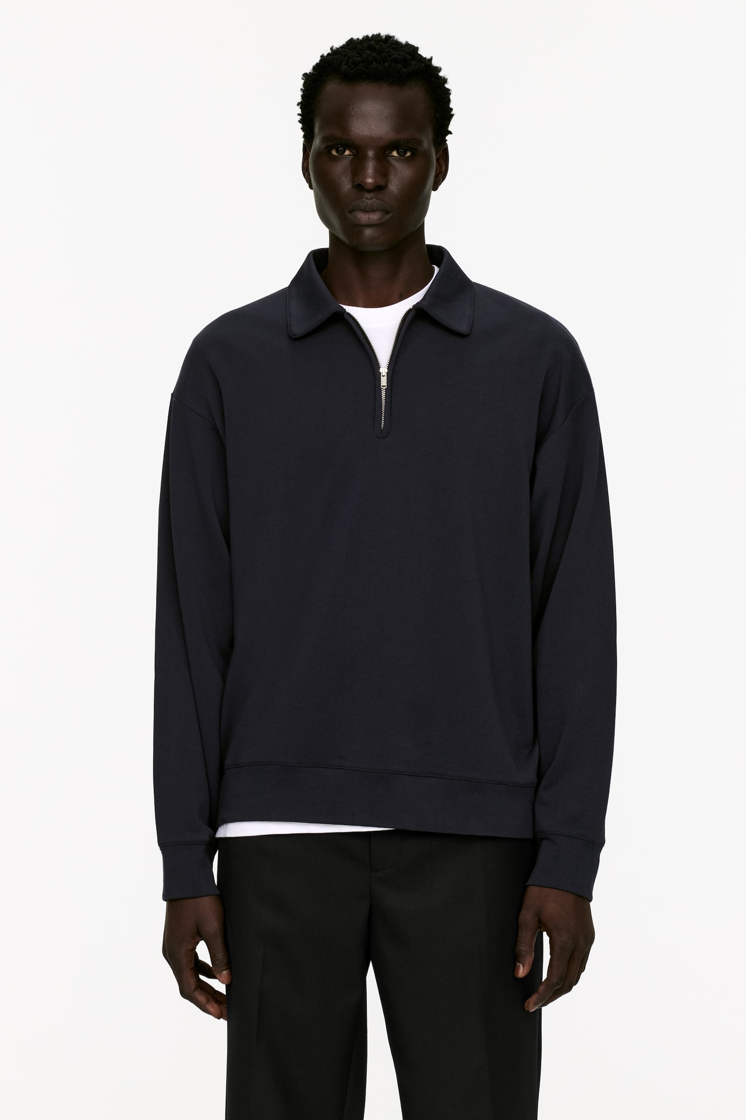 Half-Zip Polo Shirt - Dark Blue/Dark Mole - 1