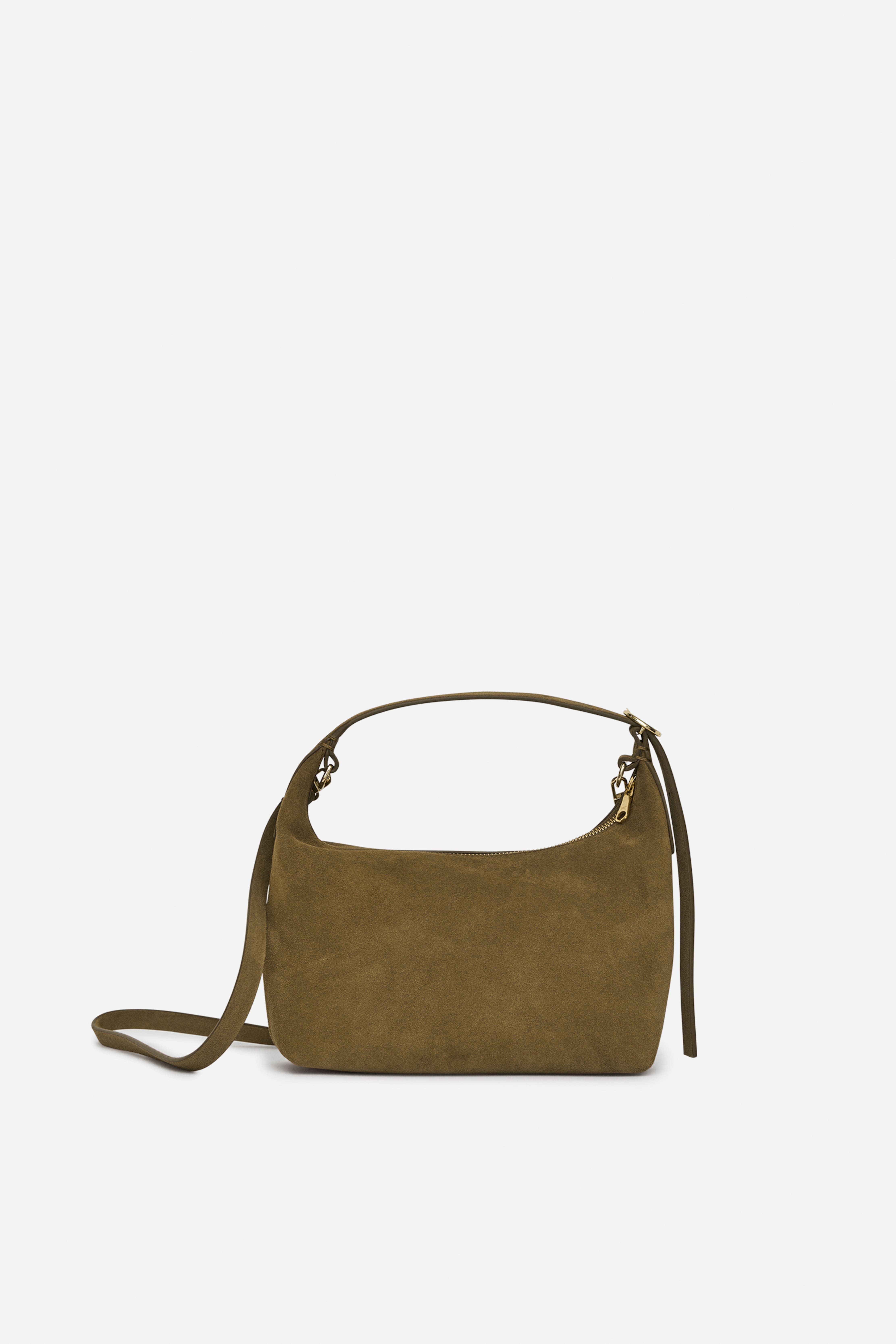 Veloursledertasche - Khaki/Braun