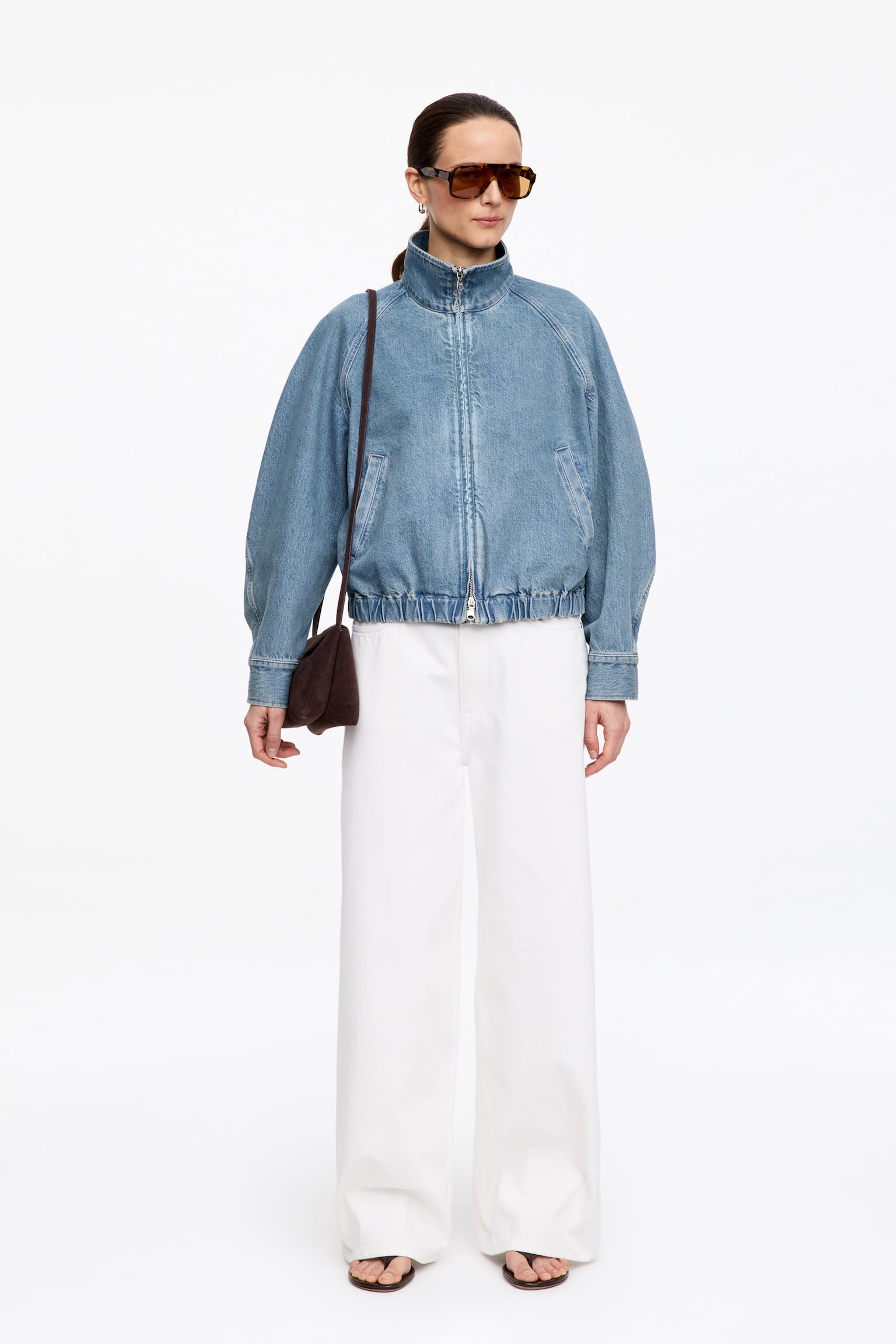Veste courte en denim - Bleu - 4