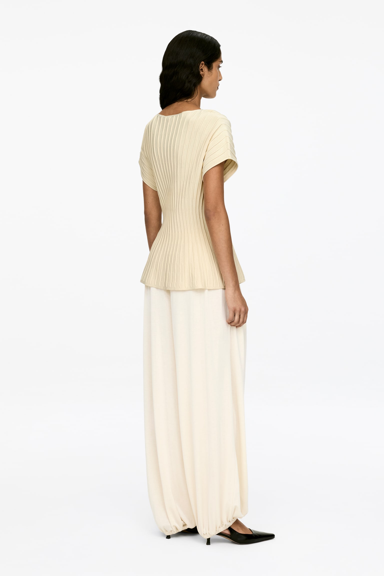 Feinstrickoberteil mit Schößchen - Cremeweiß - 6