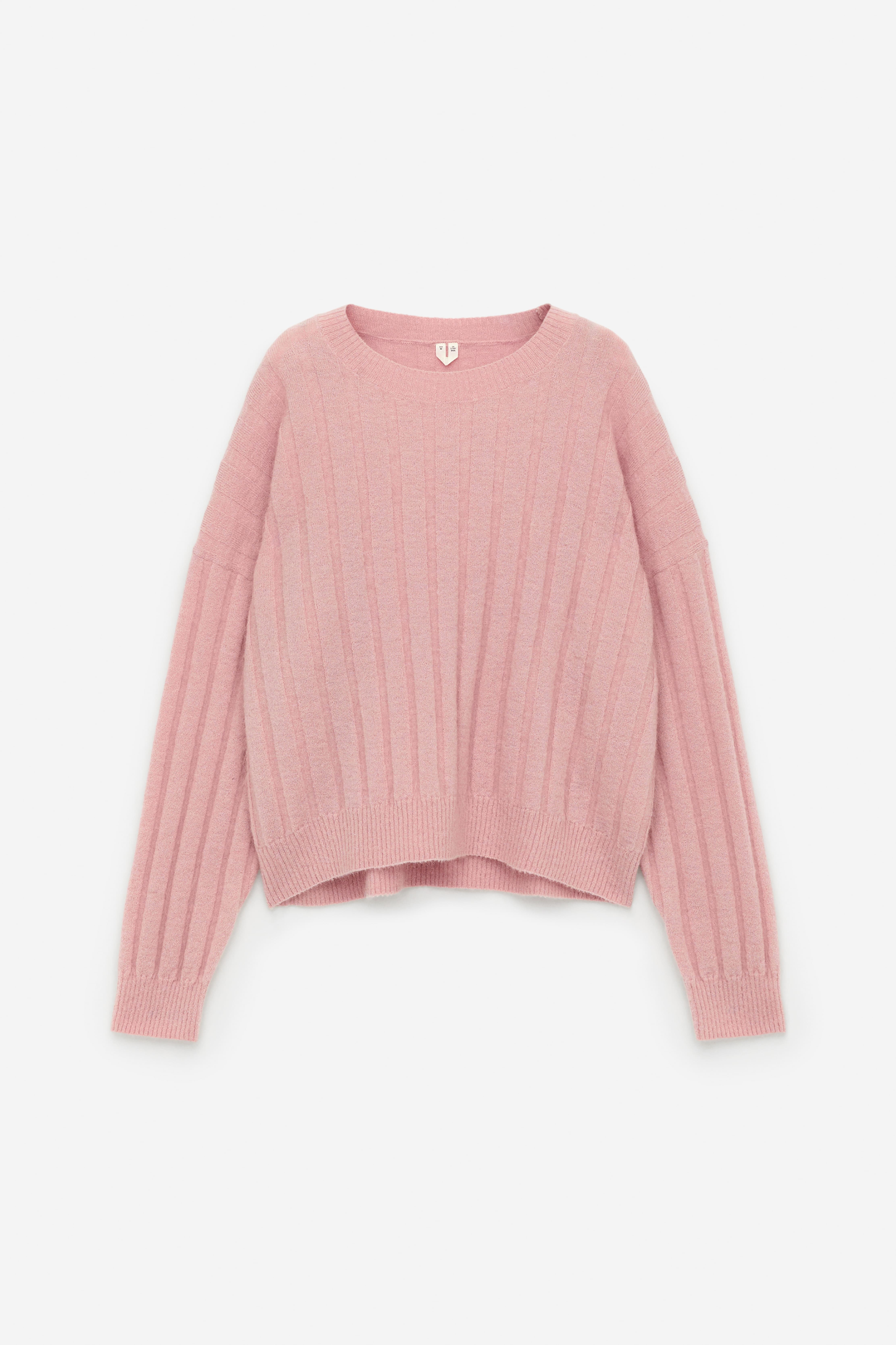 Pullover aus Mohair und Wolle - Altrosa/Dunkelbraun