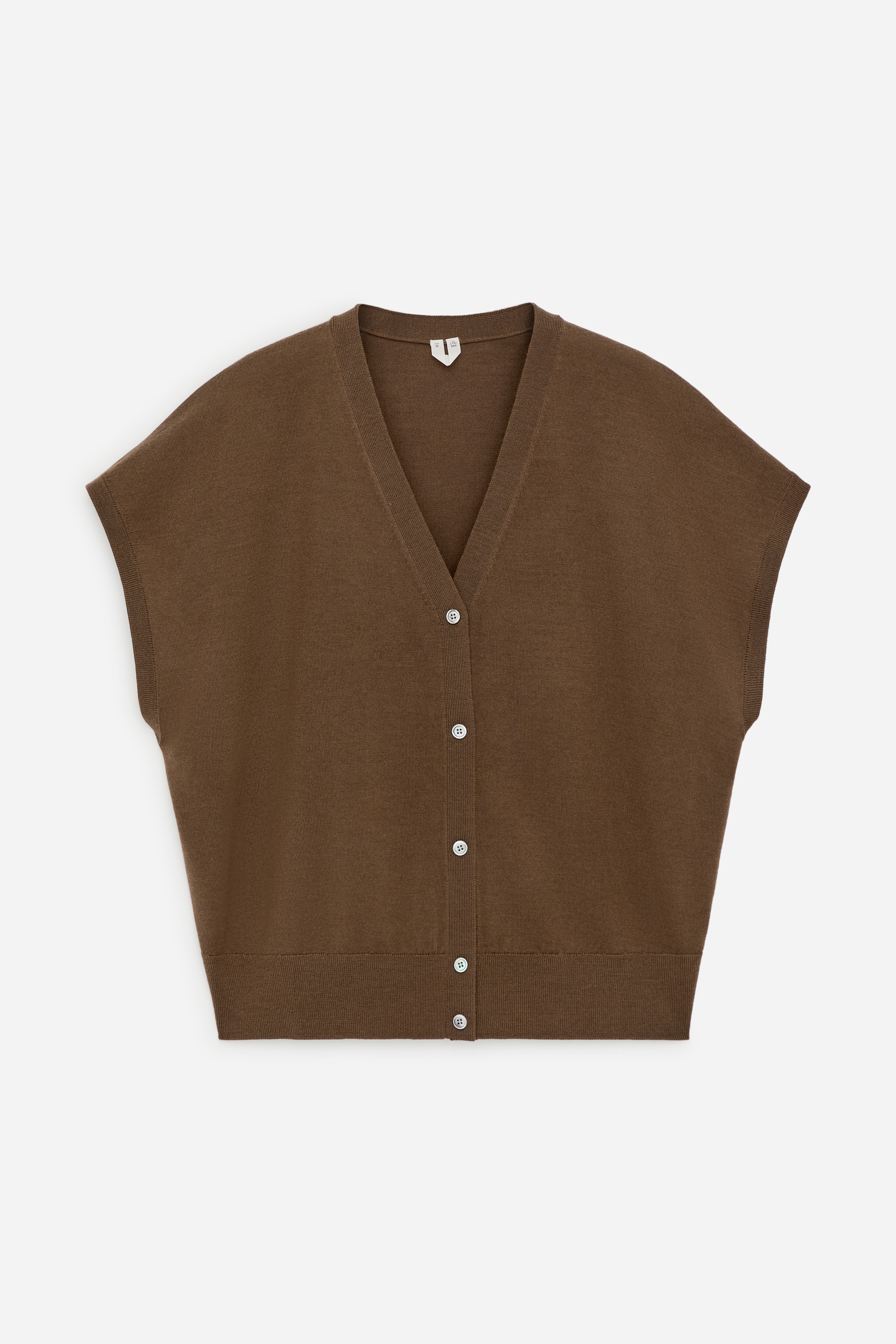 Gilet en laine mérinos - Marron/Noir