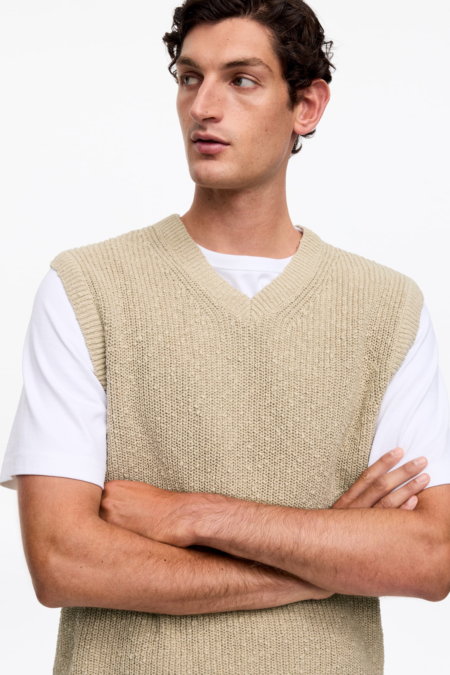 Vest i bomuld og hør - Beige - 3
