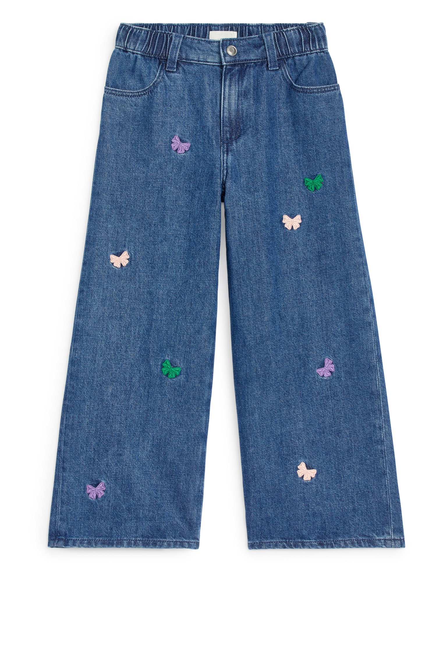 Embroidered Denim Trousers - Blue - 1