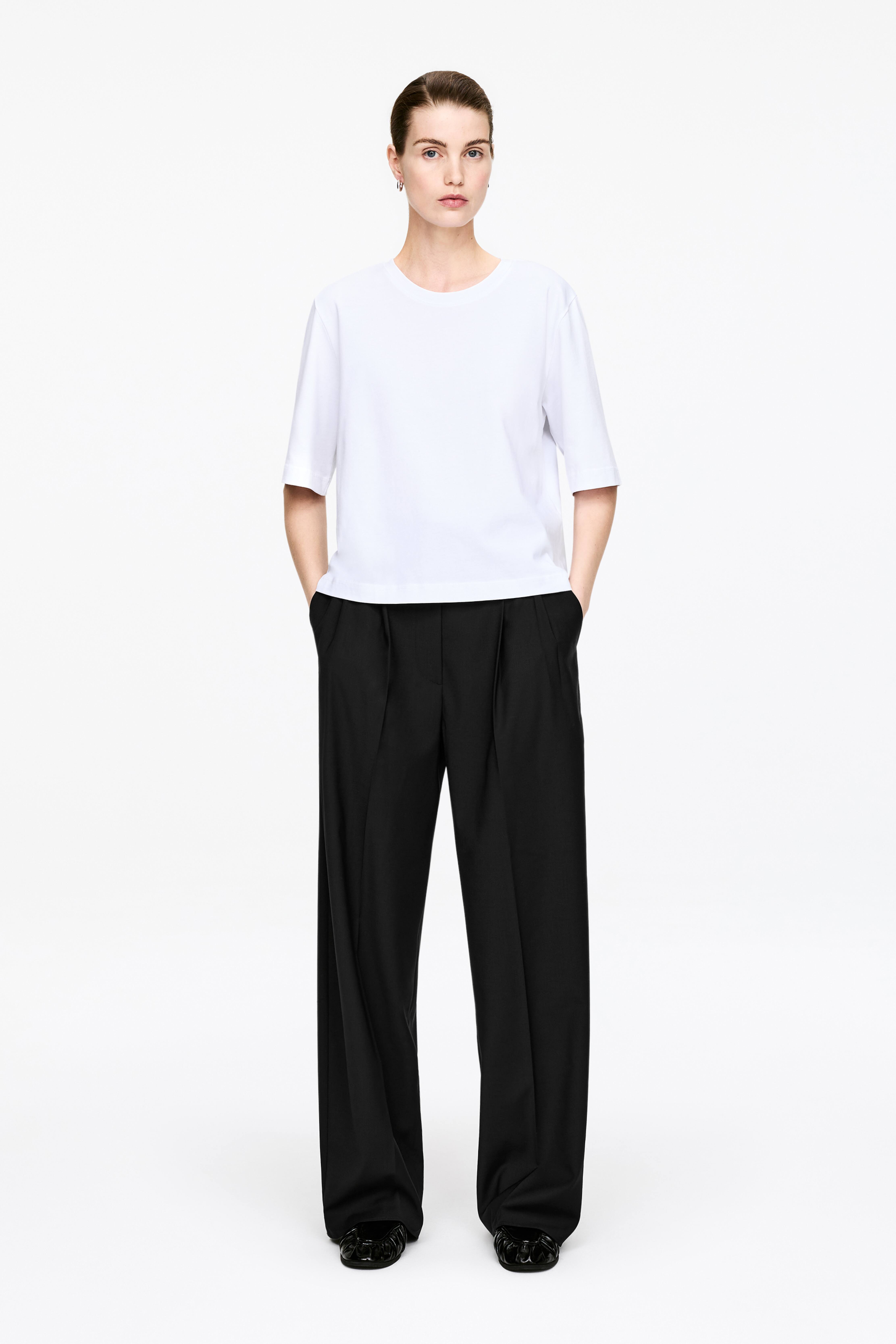 Elegante, weite Hose - Schwarz/Dunkelbraun