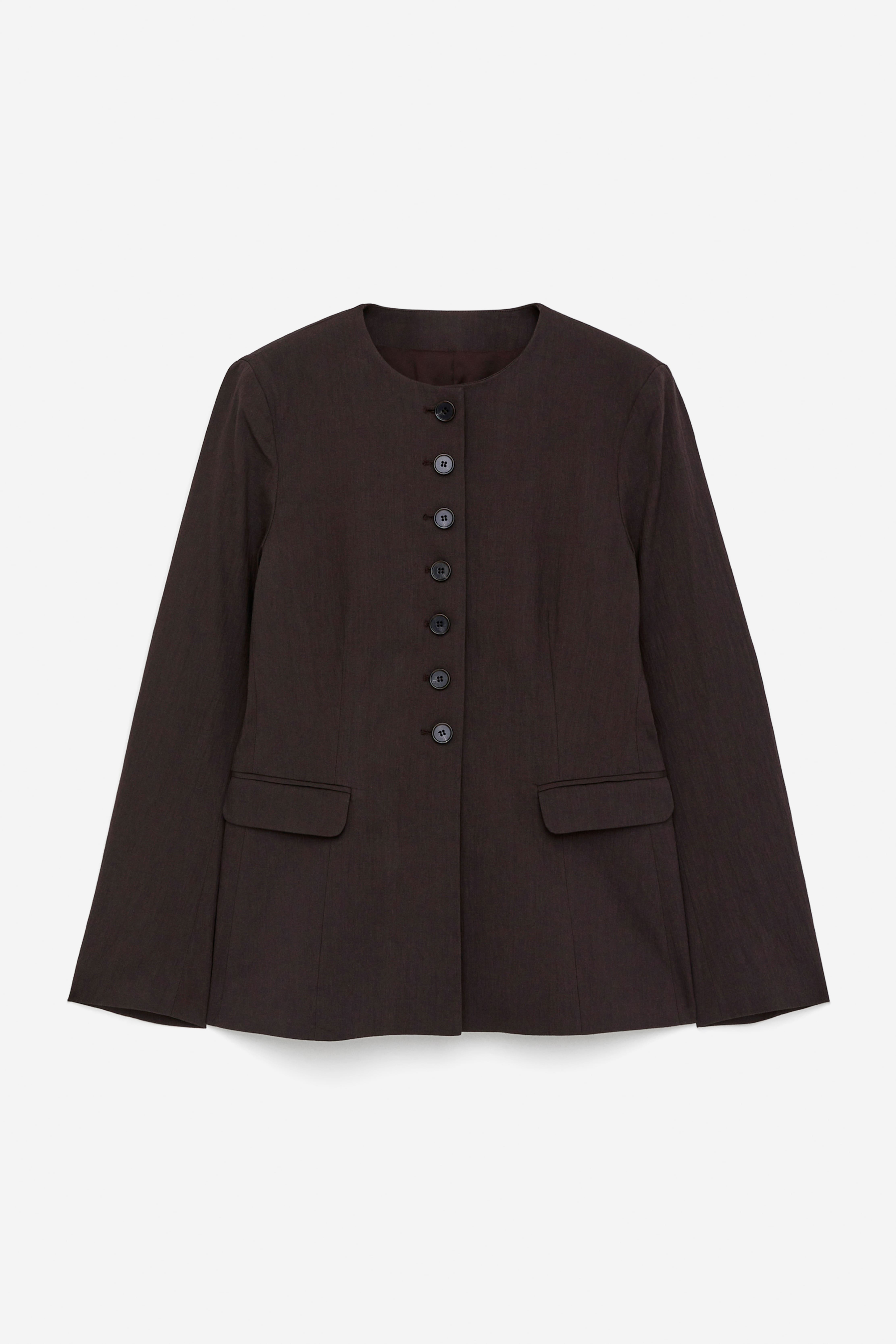 Blazer aus Leinenmischung - Dunkelbraun/Schwarz