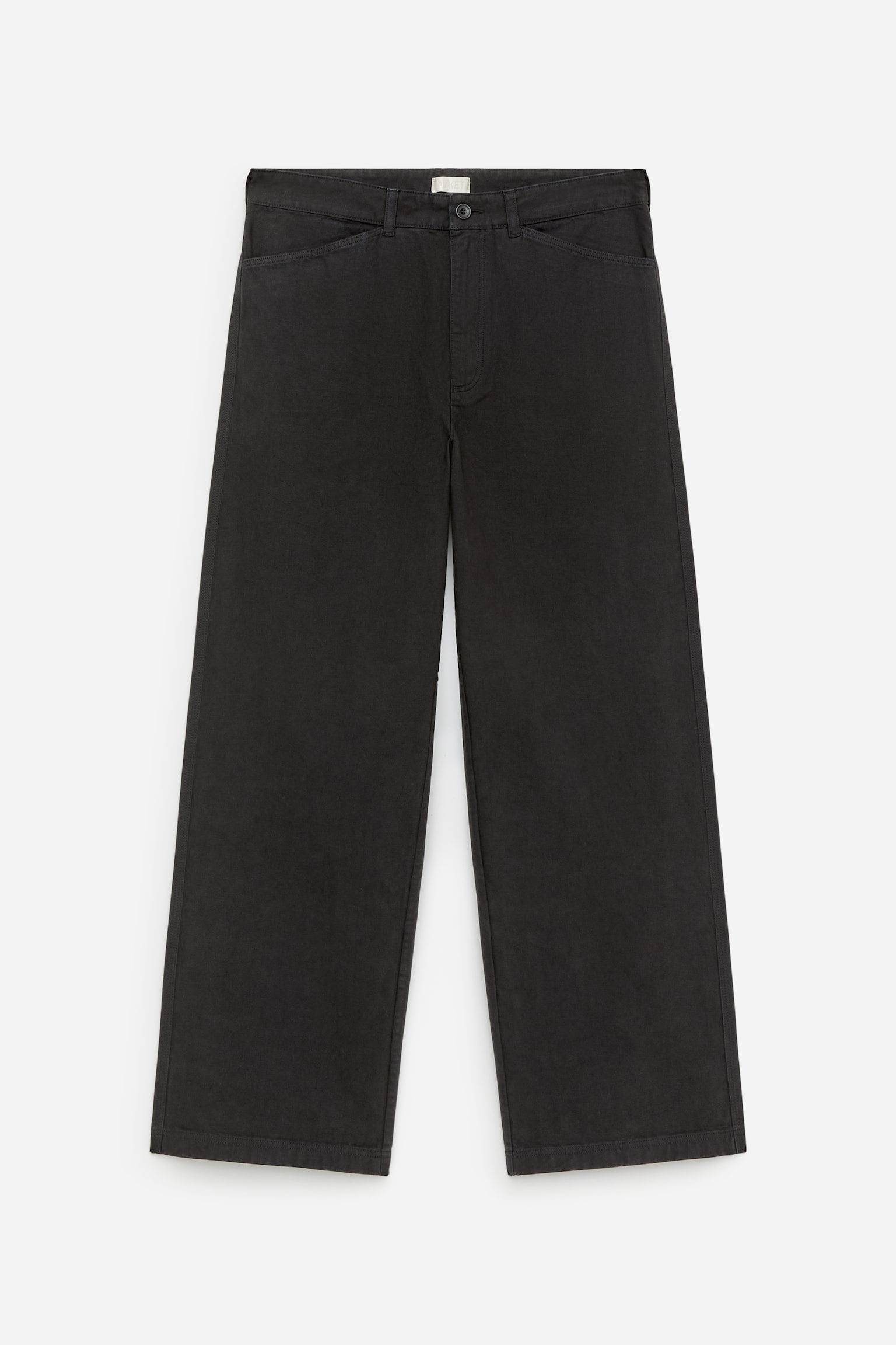 Pantaloni Relaxați din Pânză - Negru/Bleumarin/Alb Off White - 2
