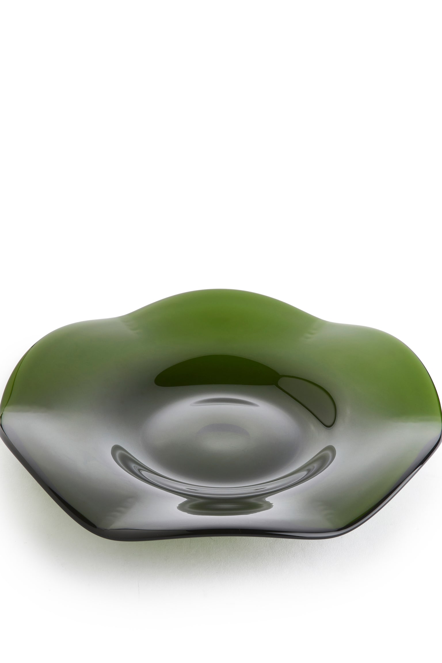 Wavy Glass Plate 27 cm - Green - 3