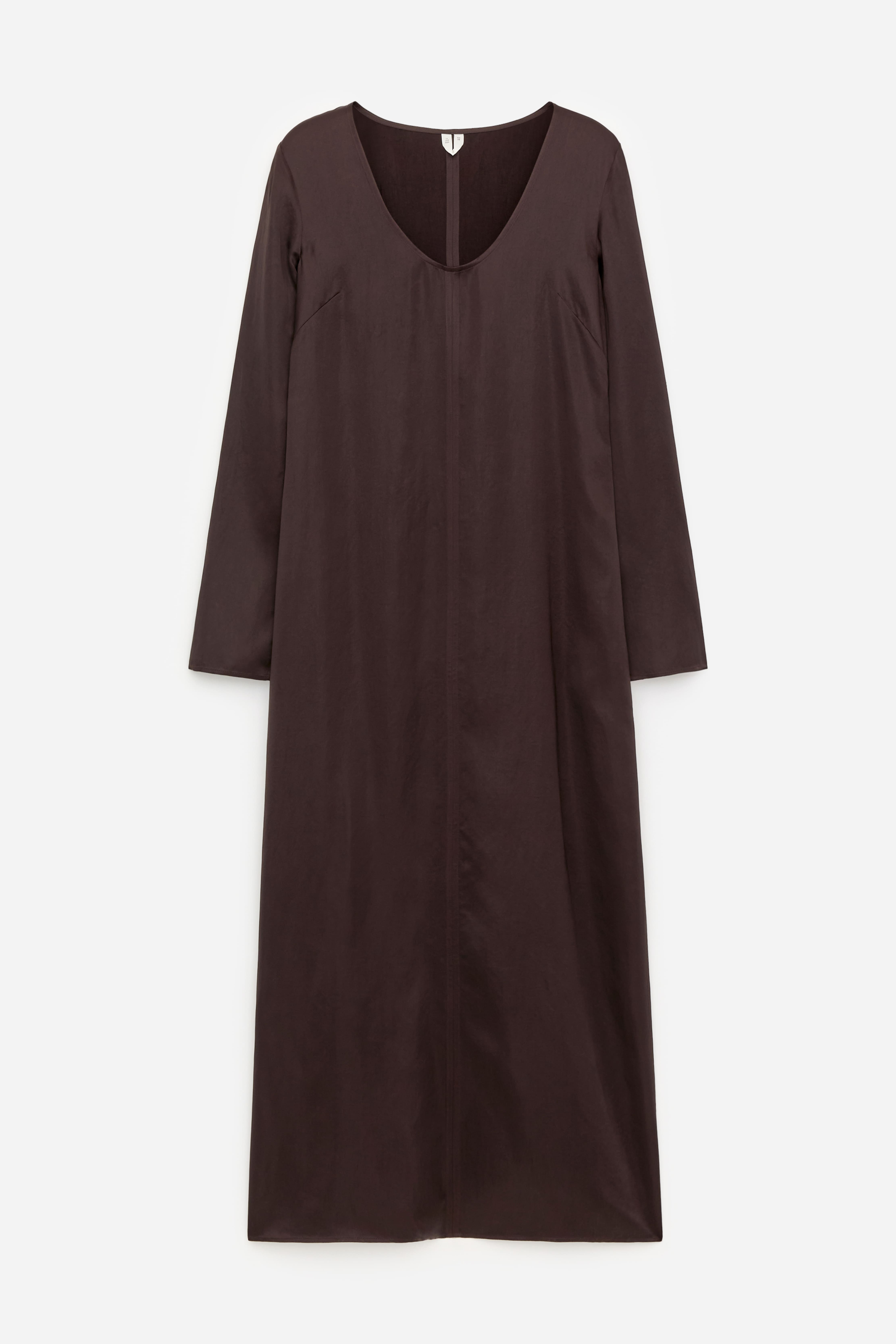 Satinkleid mit U-Ausschnitt - Braun