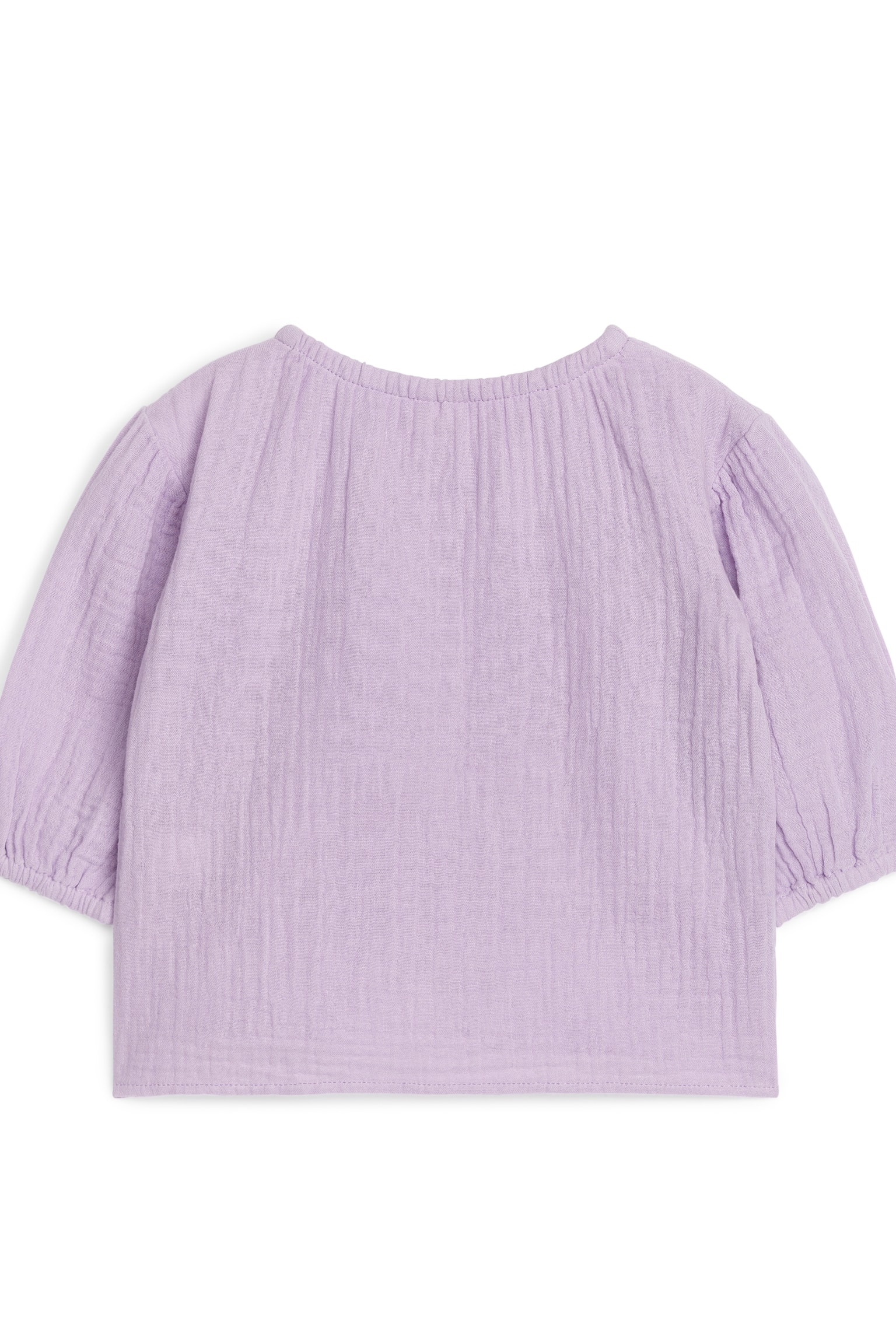 Puffy Cotton Muslin Blouse - Lilac/Beige - 3