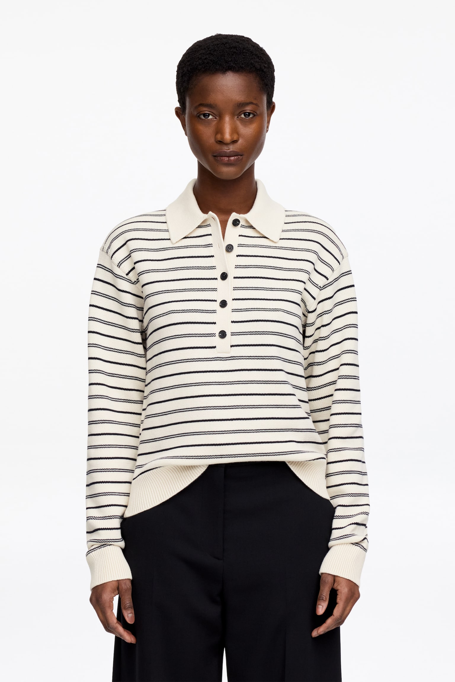 Polo con lavorazione a maglia - Beige/Righe/Blu/Rosso/Bianco - 1