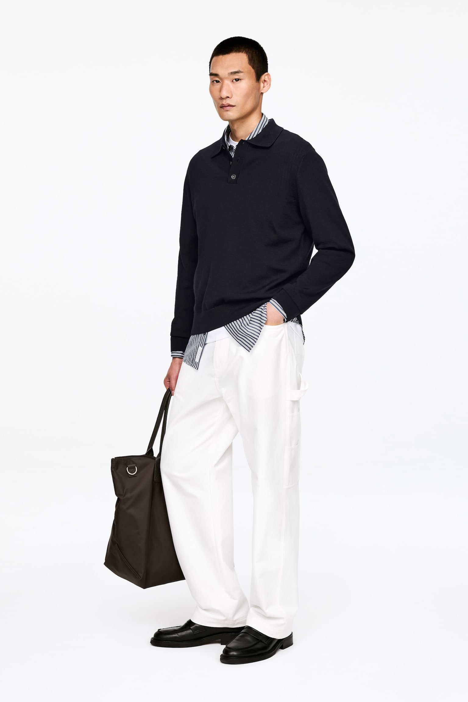 Pulover polo din merino - Albastru închis/Albastru Deschis/Gri Melange/Verde închis - 6