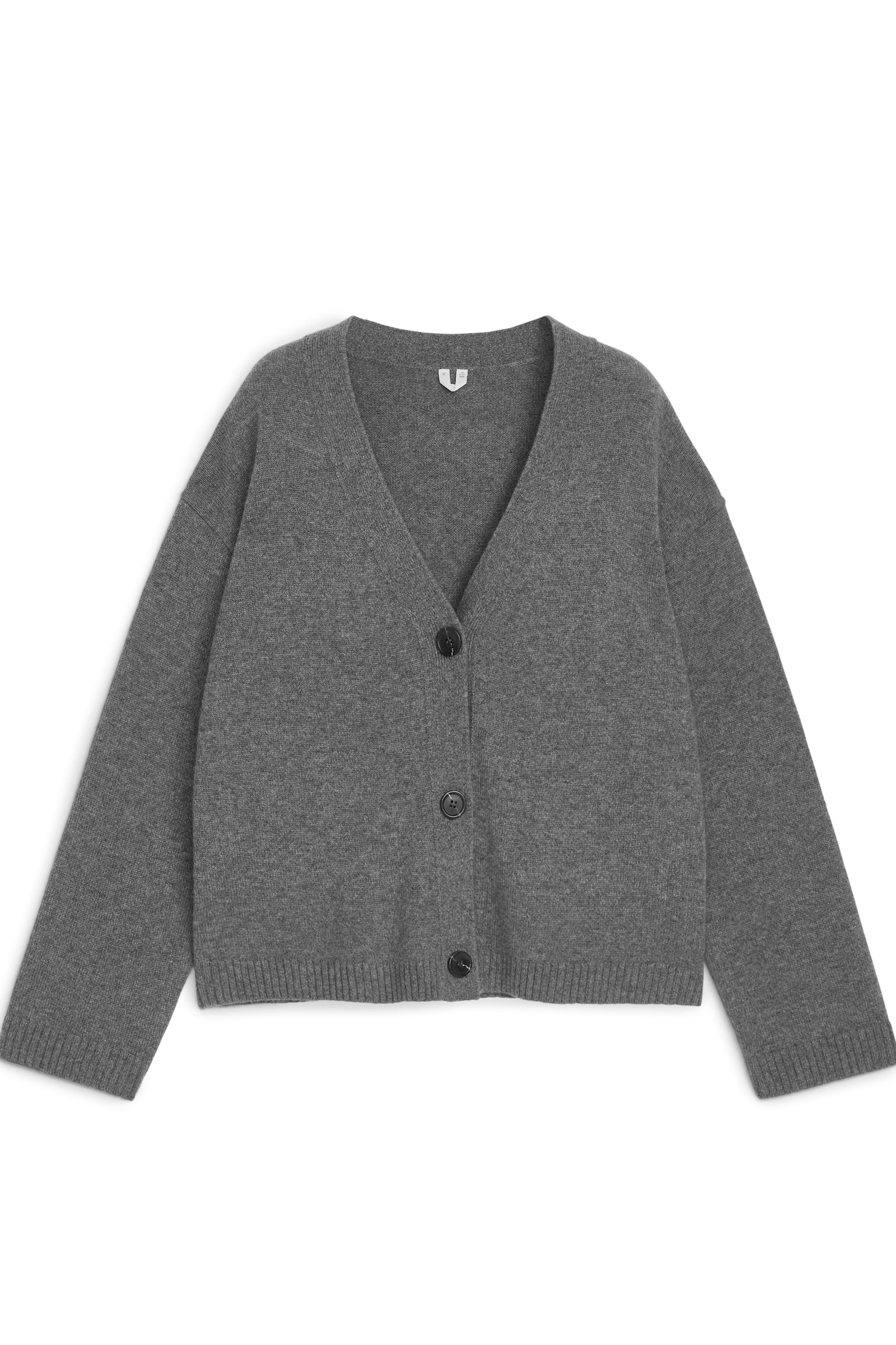 Cashmere-Wool Cardigan - Grey Melange/Khaki Green/Black - 2