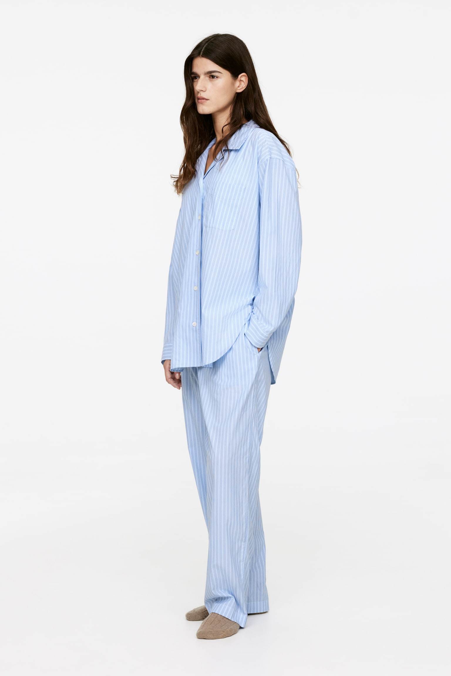 Cotton Pyjama Shirt - Blue/Striped - 3