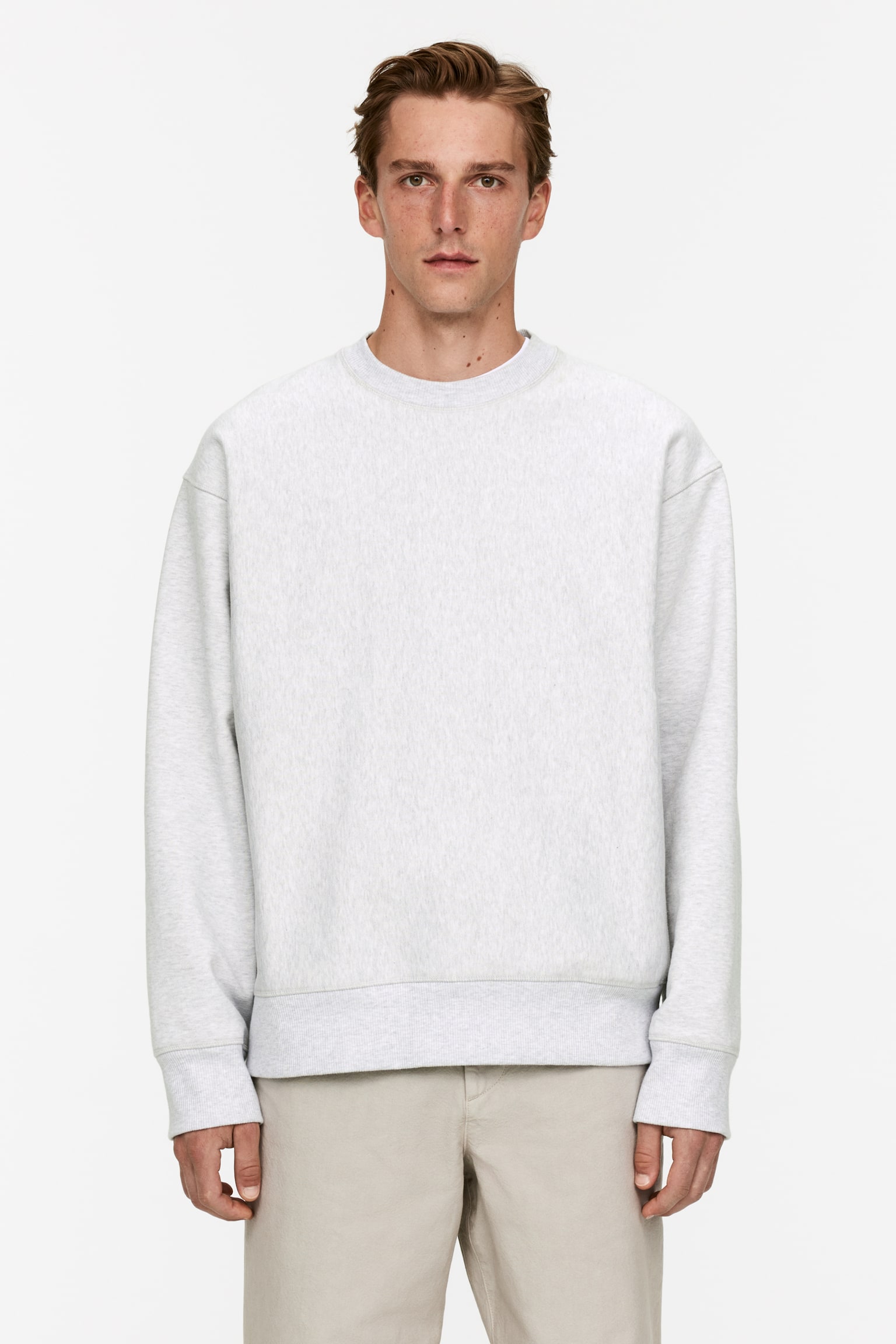 Relaxed Heavyweight Sweatshirt - Grey Melange/Black - 1