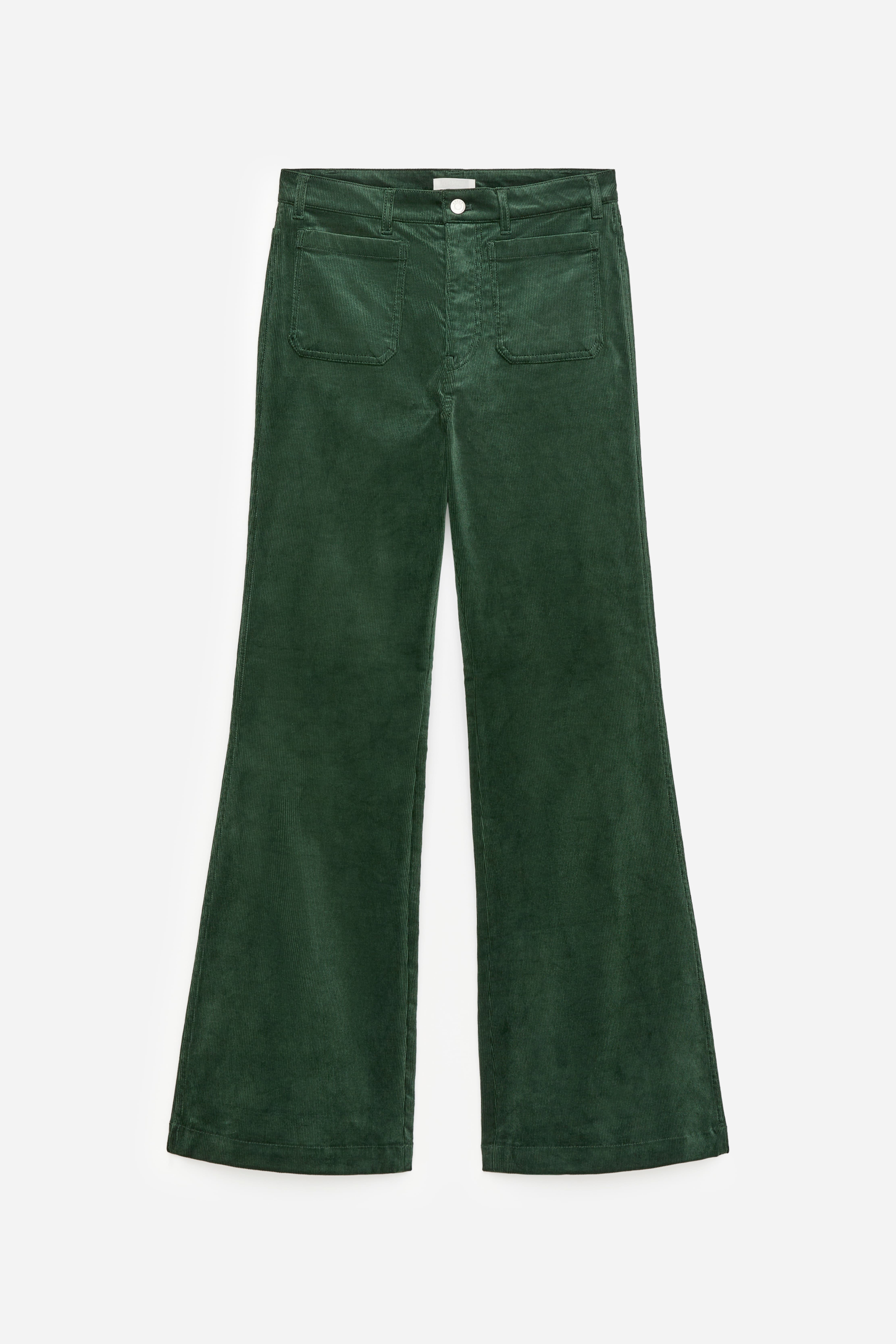 Jean évasé en velours côtelé LUPINE - Vert foncé/Noir