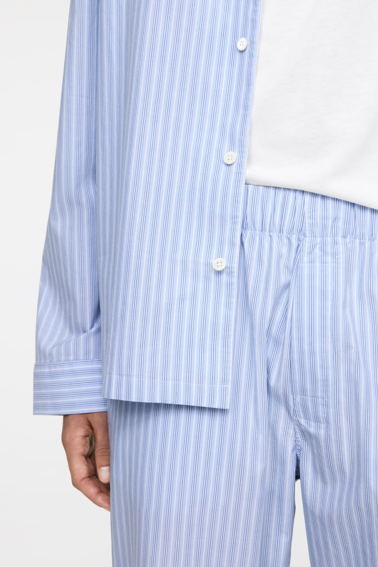 Cotton Pyjama Trousers - Light Blue/Striped - 4