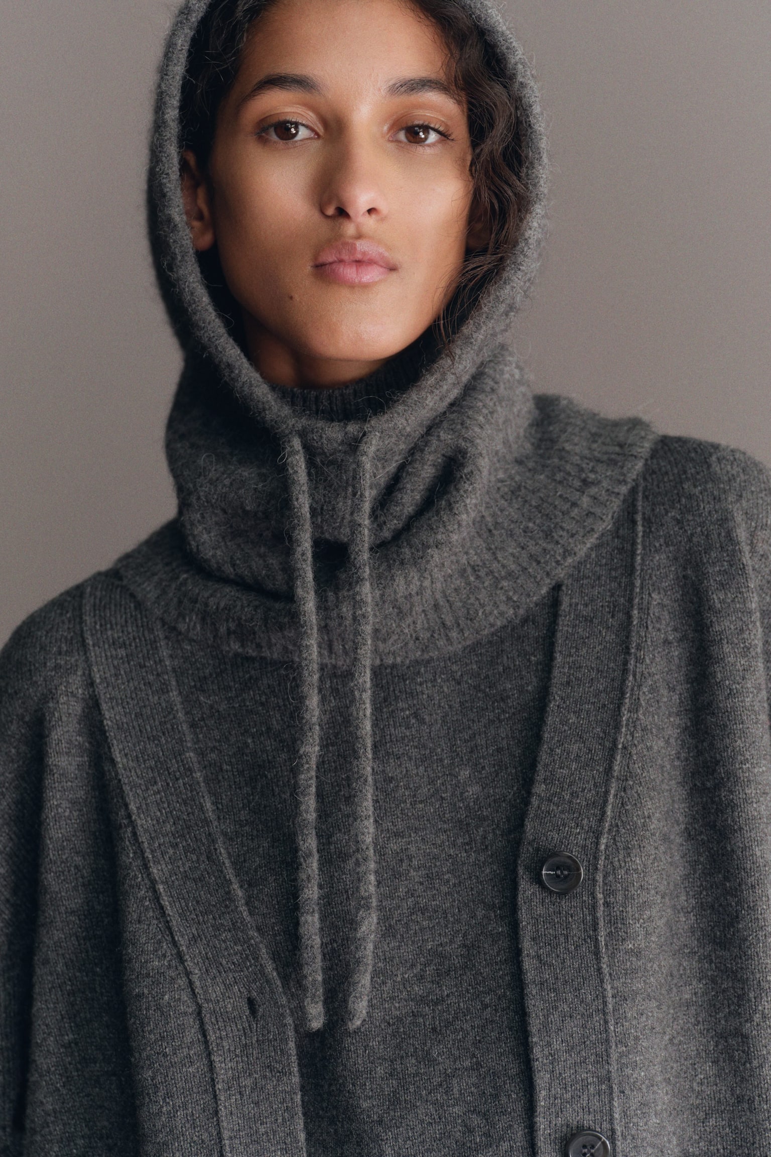 Maglione a collo alto in lana - Grigio scuro mélange/Nero - 6