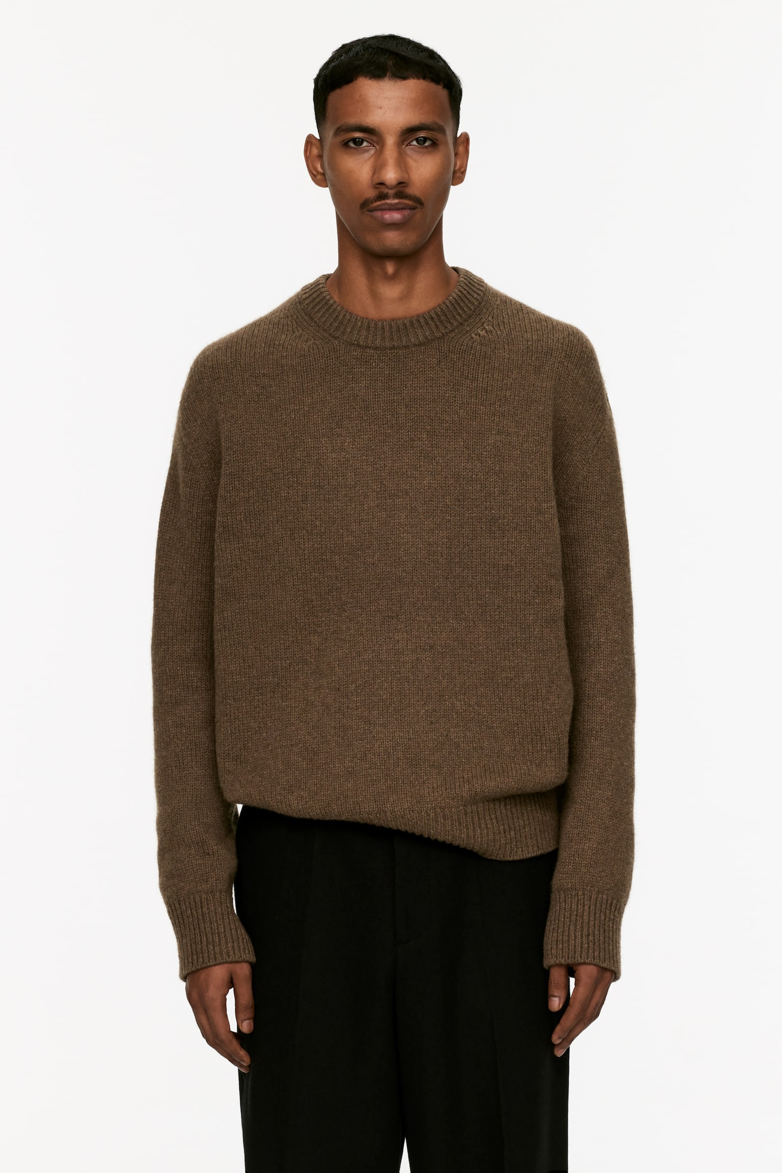 Heavy Knit Wool Blend Jumper - Brown/Blue Melange/Grey/Black Melange/Dark Red/Beige/Dark Blue/Beige Melange - 1