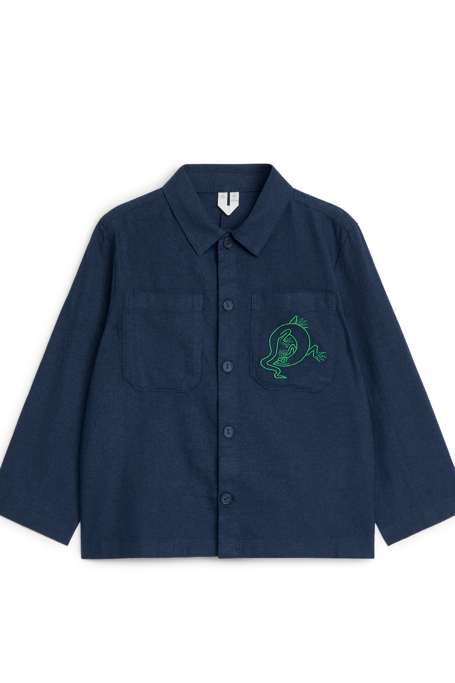 Linen Cotton Overshirt - Dark Blue - 1