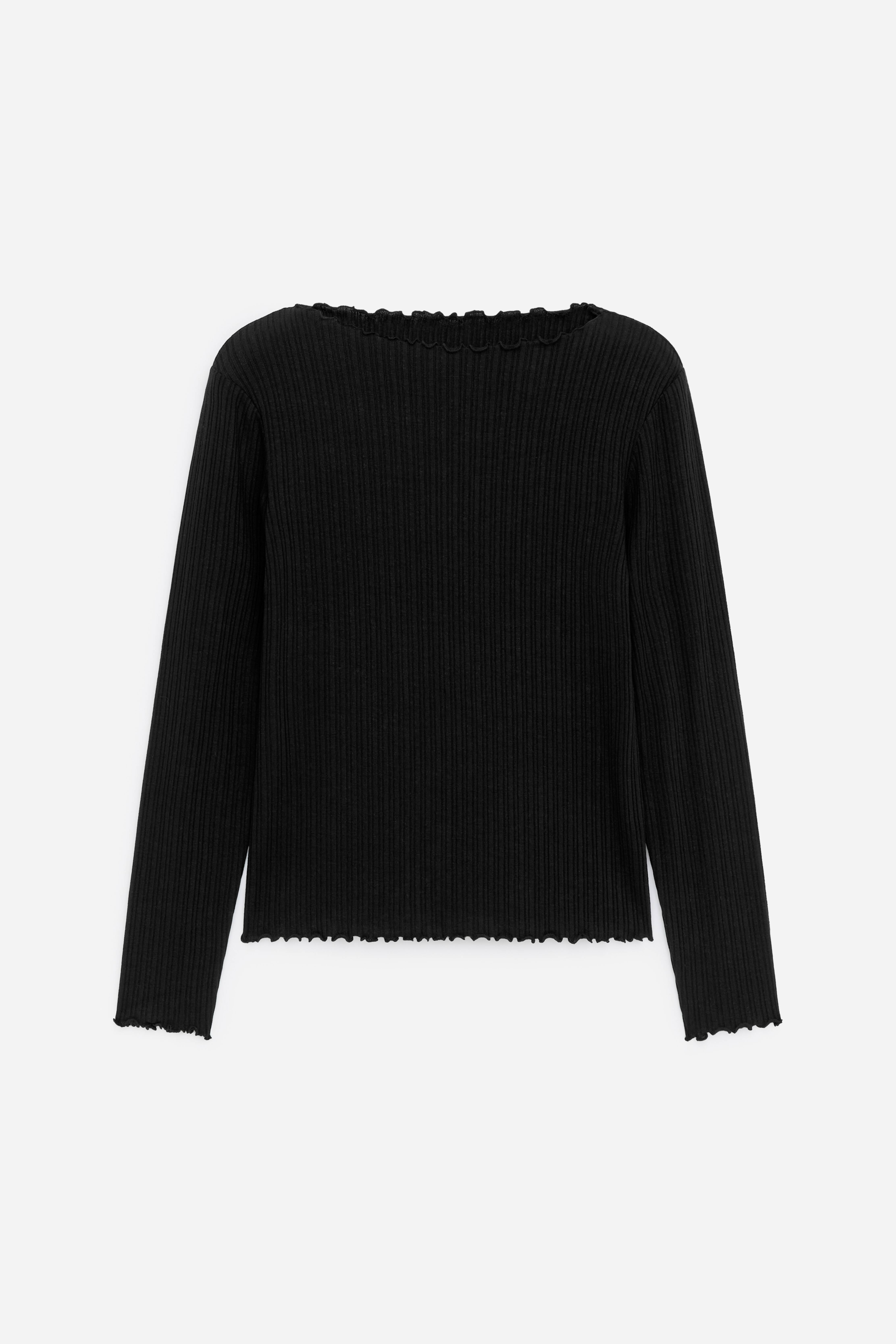 Top met boothals - Zwart/Gebroken wit