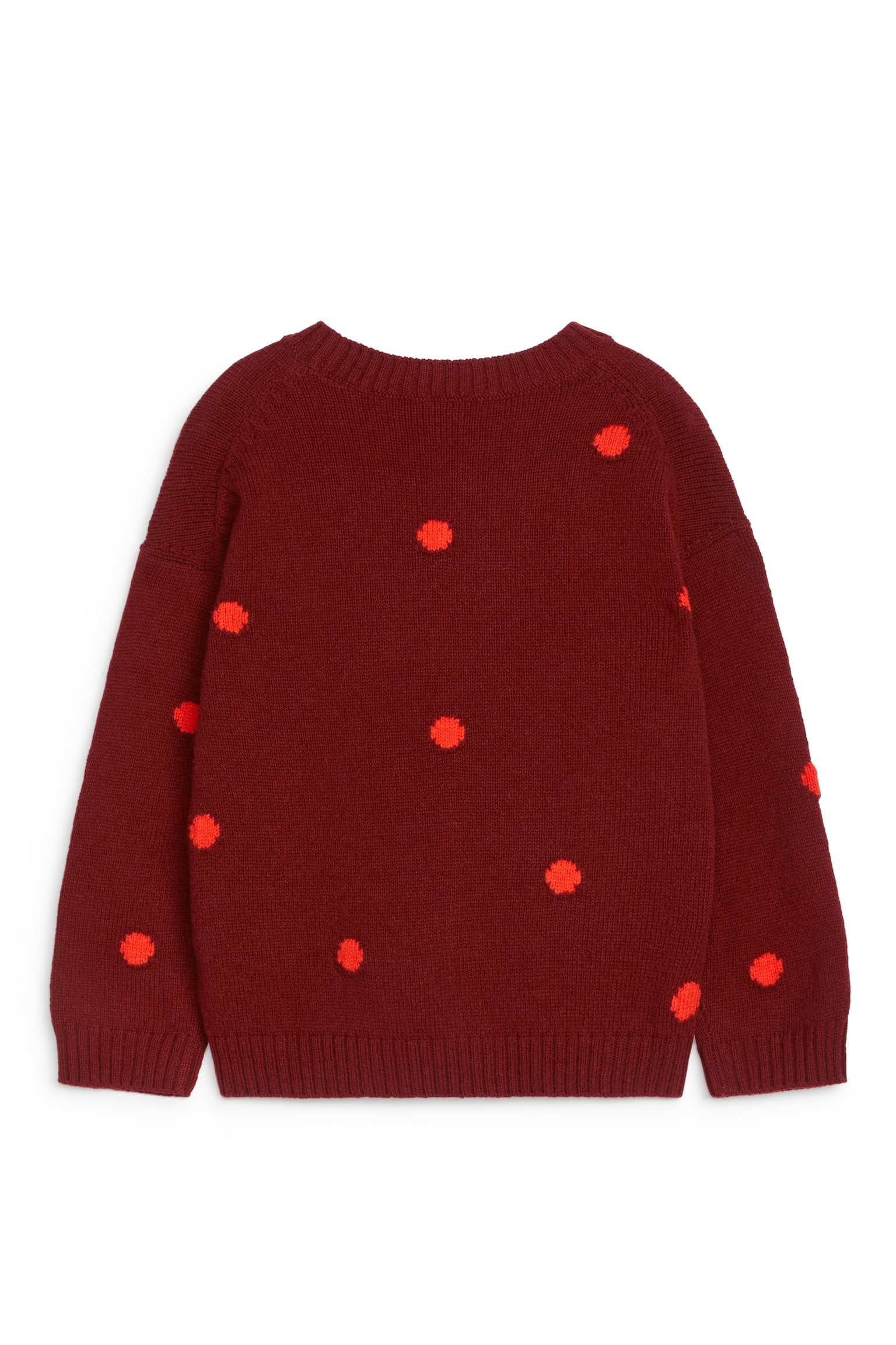 Wool Jumper - Burgundy/Red Dots/Beige/Pink Dots - 4