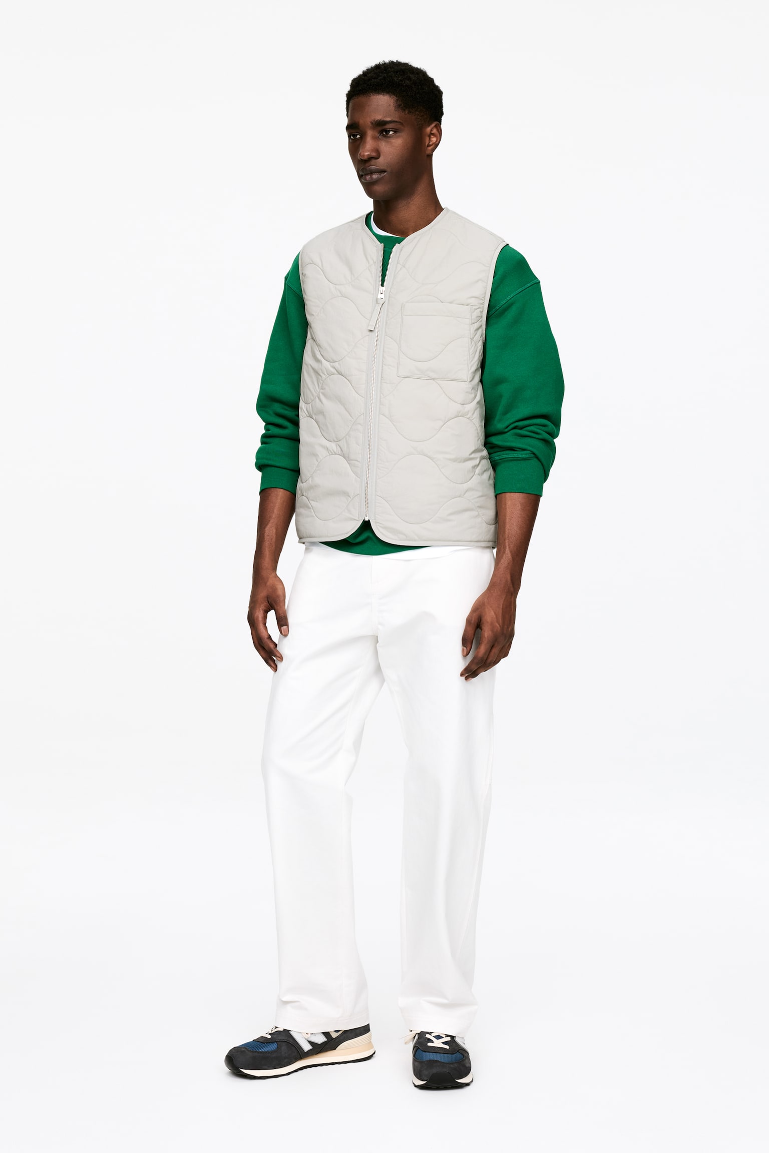 2-in-1 doorgestikte bodywarmer - Lichtgrijs/Groen/Donkerblauw/Zwart - 7