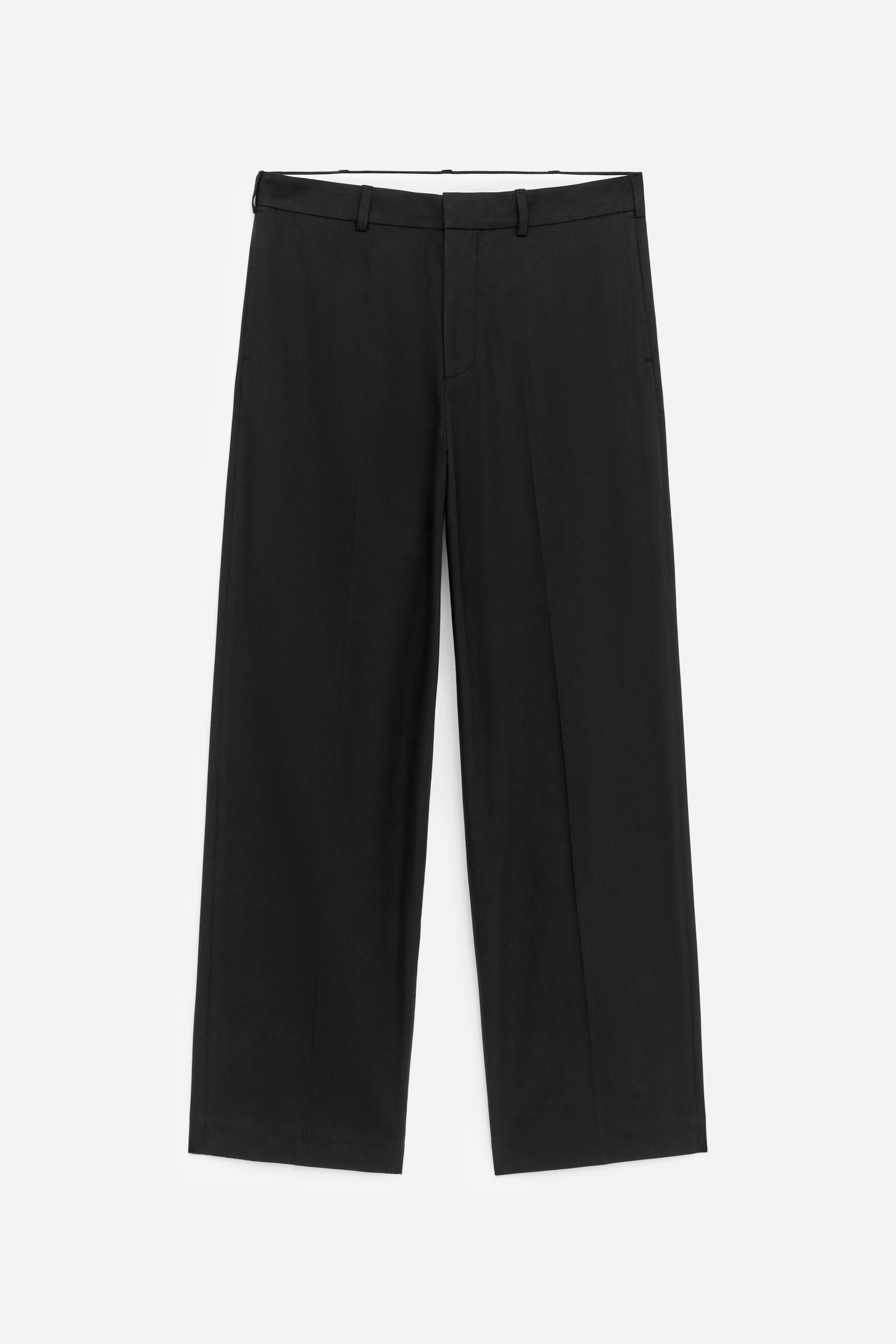 Ruimvallende broek van katoen en lyocell - Zwart