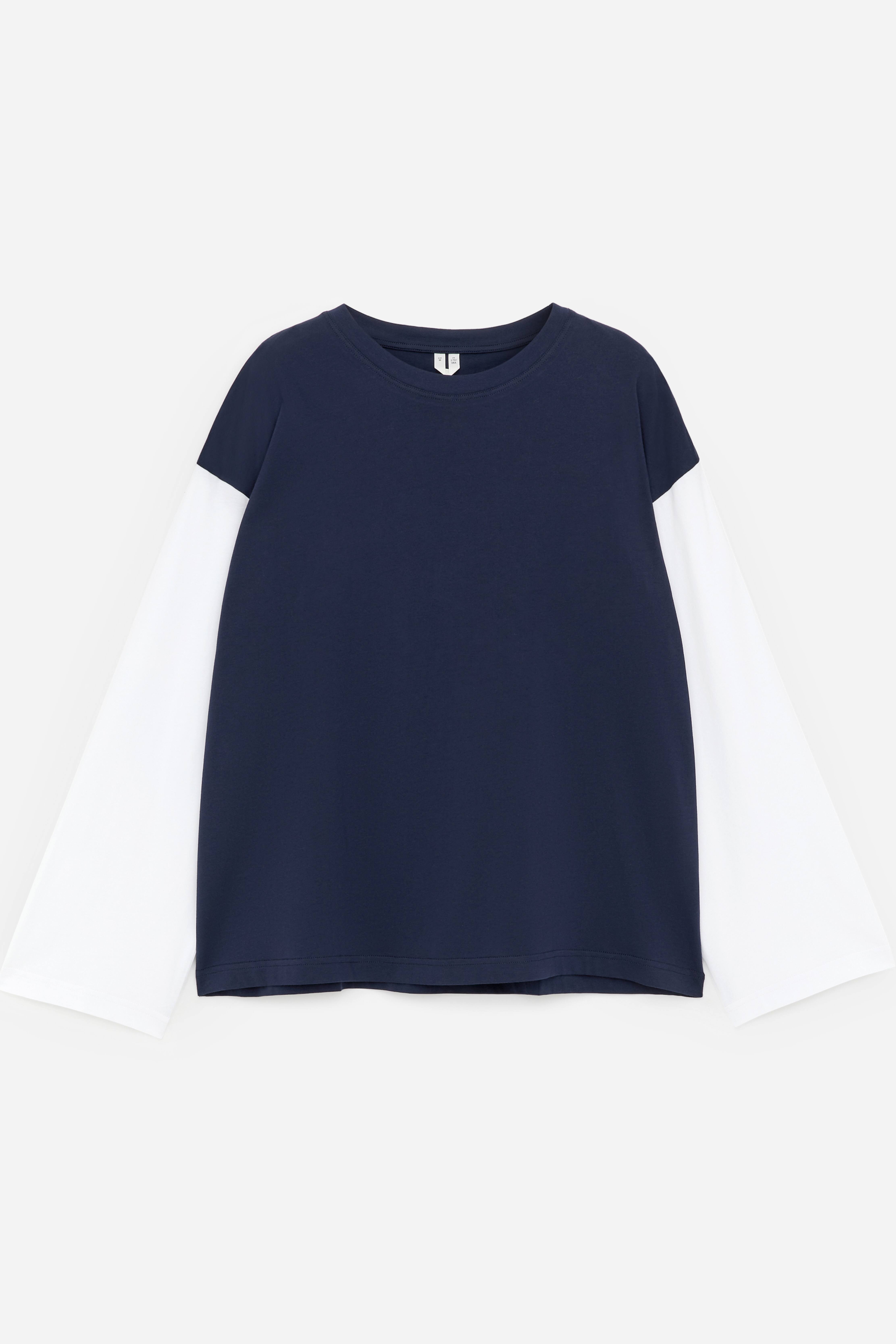 Oversized-T-Shirt mit langen Ärmeln - Dunkelblau/Schwarz/Weiß/Weiß/mehrfarbig/Türkis