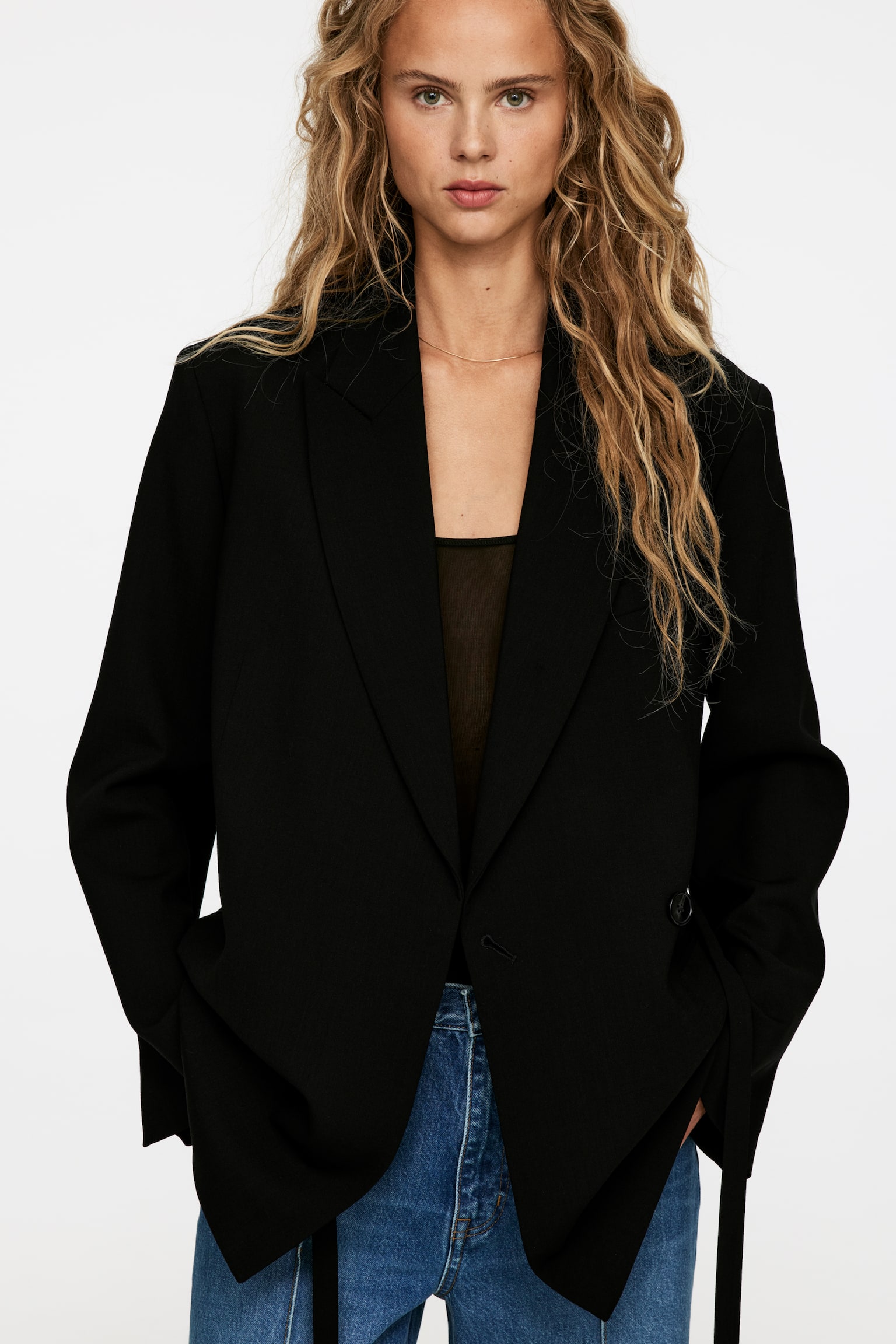 Satin-Lapel Wool-Blend Blazer - Black - 6