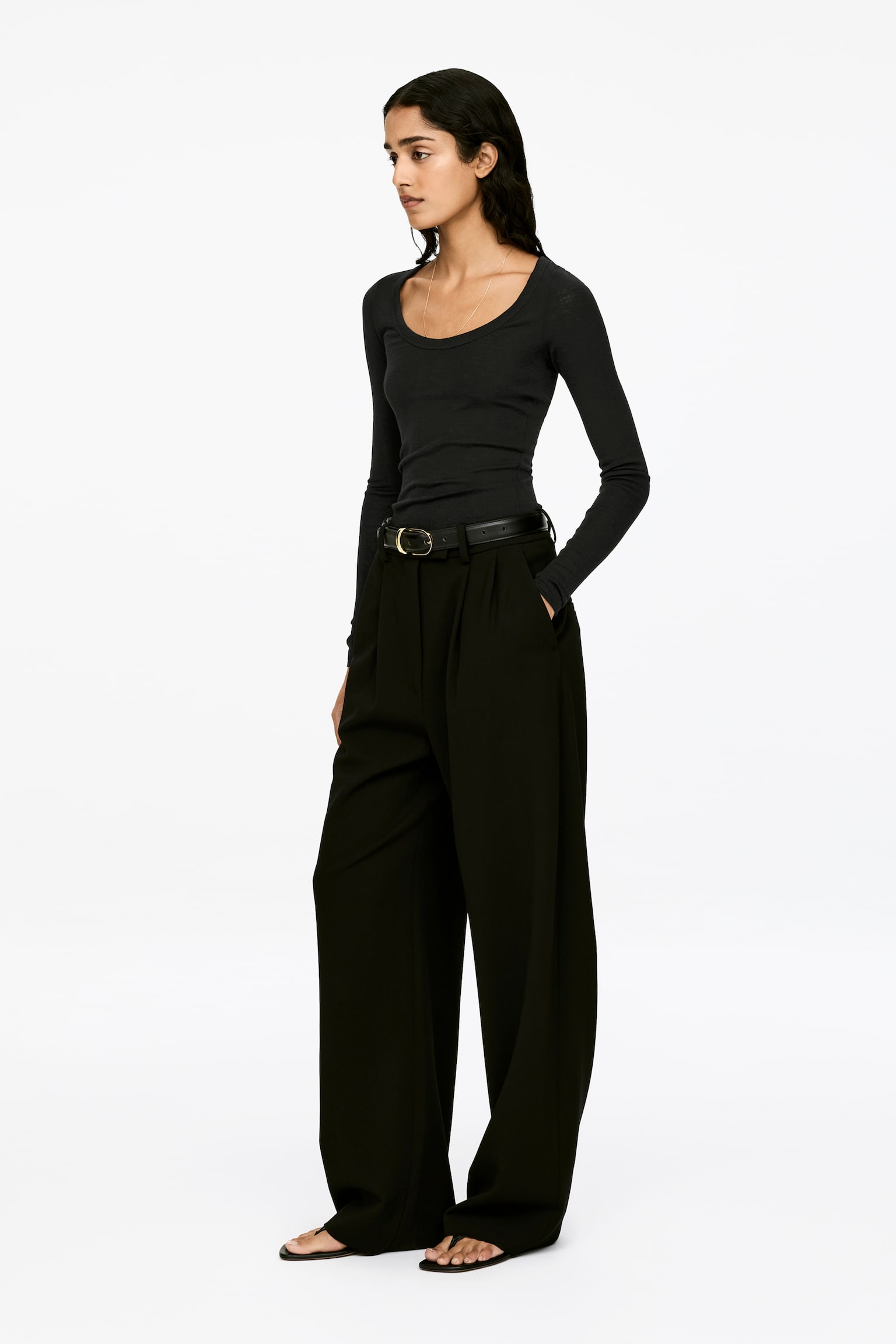 Rippstrick-Oberteil aus Wolle - Schwarz - 4