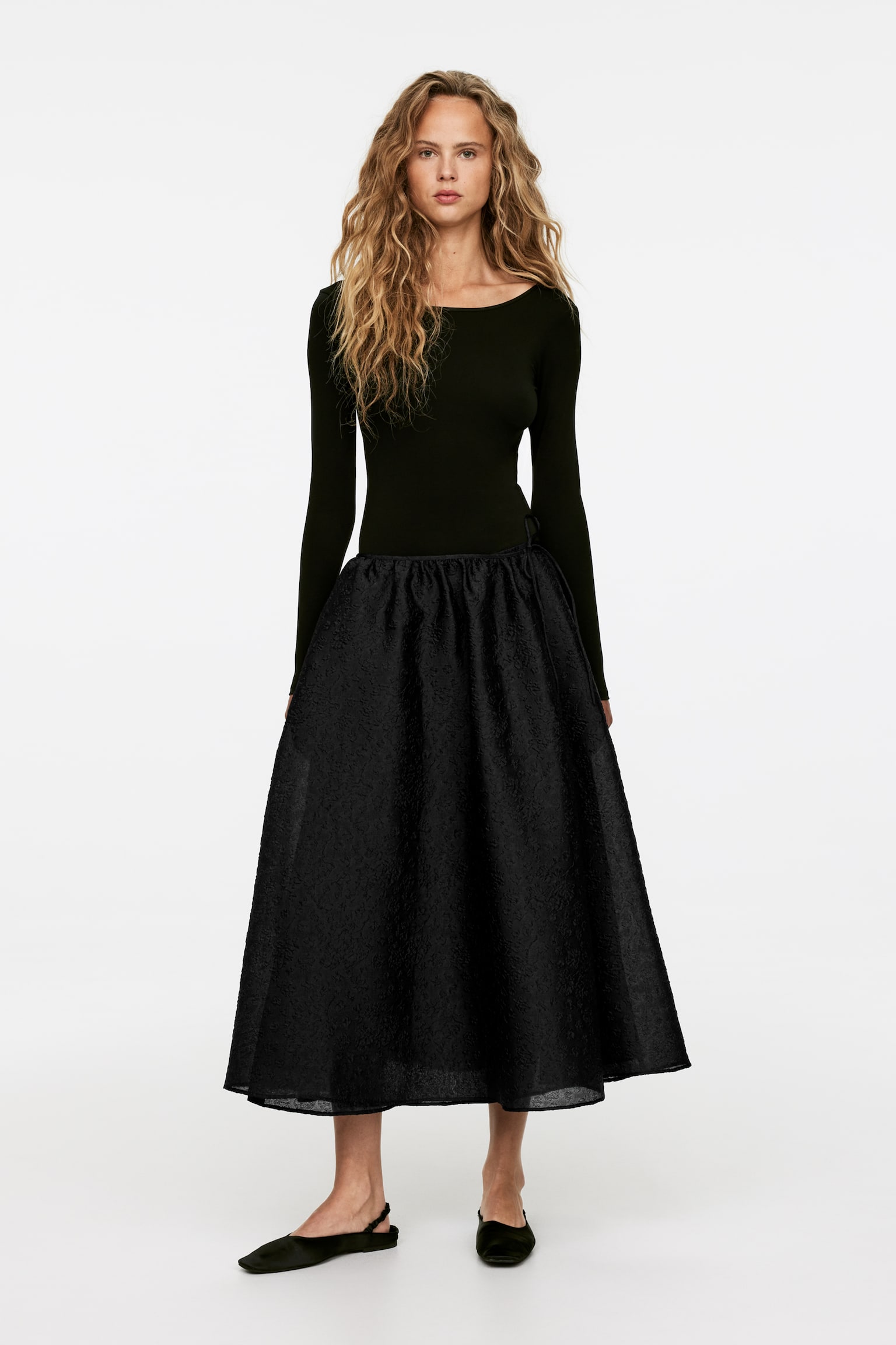 Brocade Midi Skirt - Black