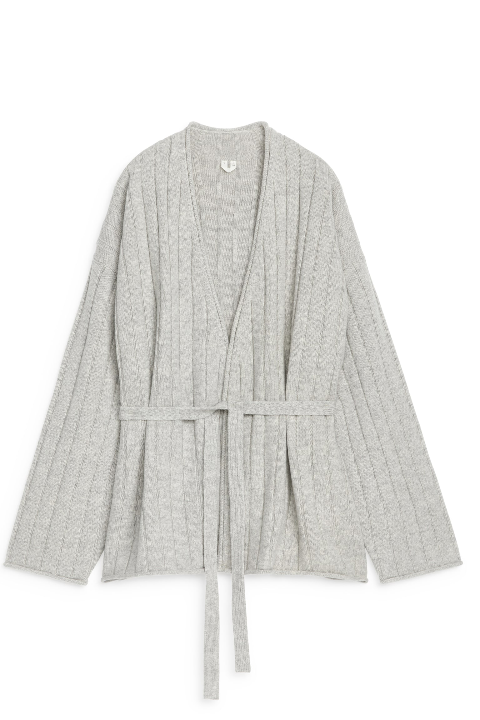 Cashmere-Wool Belted Cardigan - Light Grey - 1