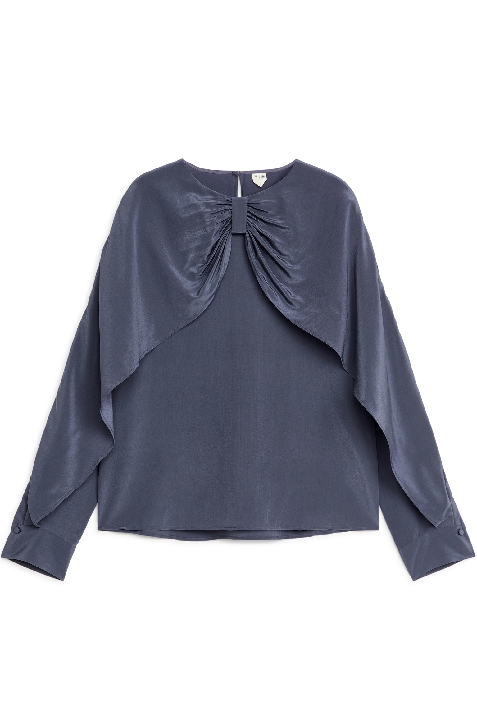 Bow Silk Blouse - Dove Blue - 1