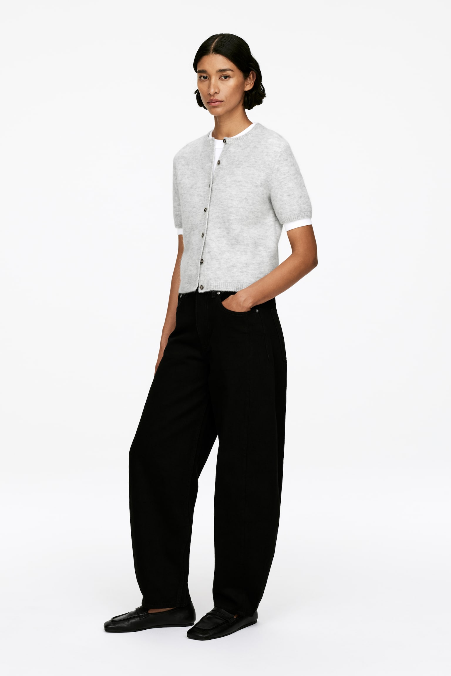 Vest van een mix van alpaca en wol - Grijs gemêleerd/Donkerblauw - 3